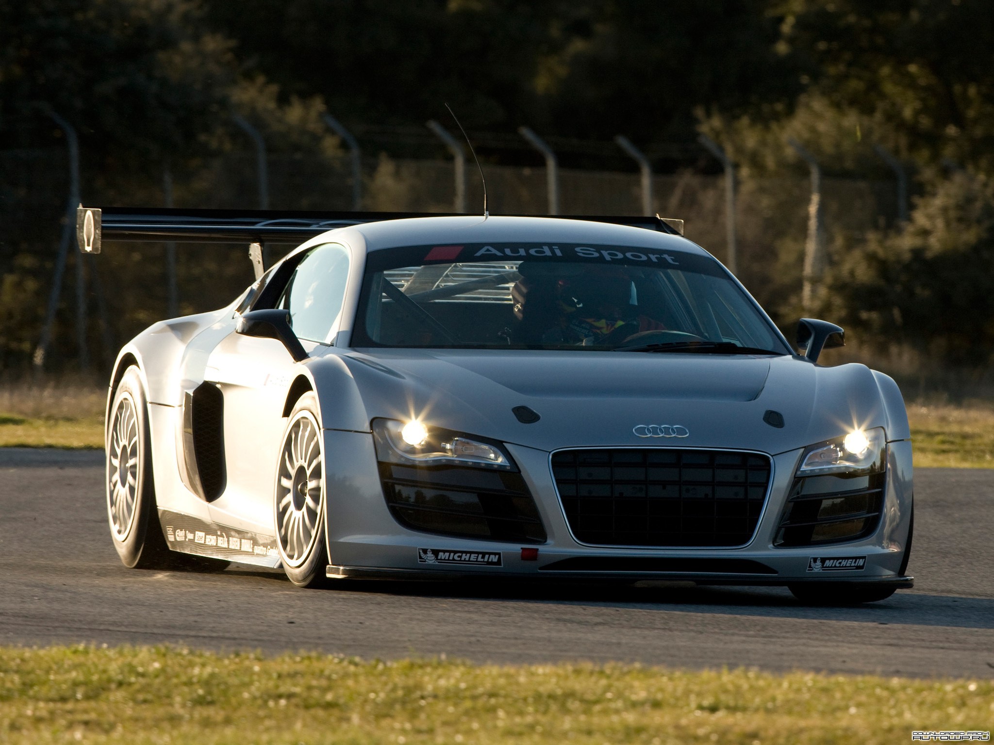 Audi R8 LMS GT3 race car on track HD Wallpaper