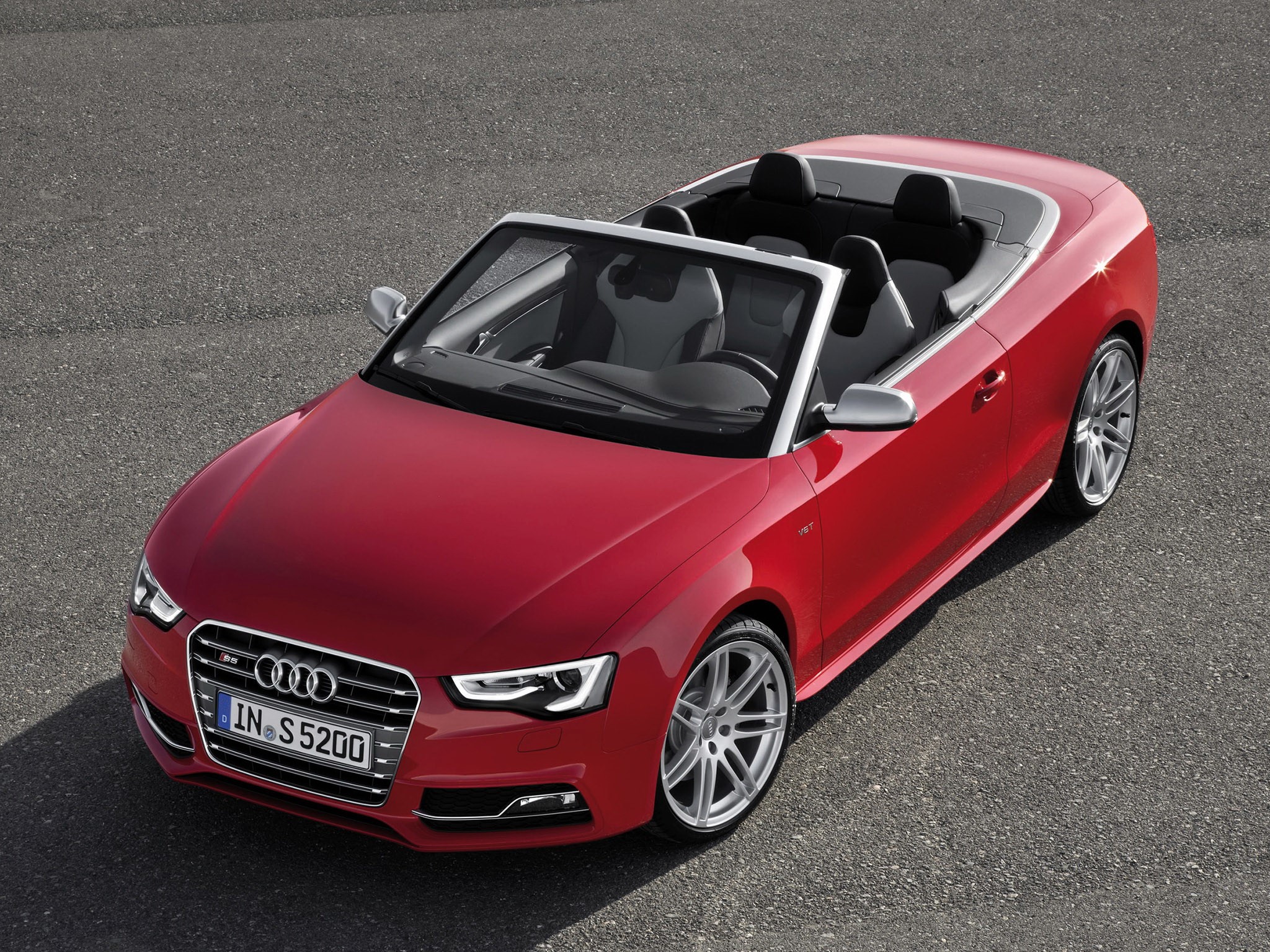 Red Audi S5 Convertible parked on asphalt HD Wallpaper