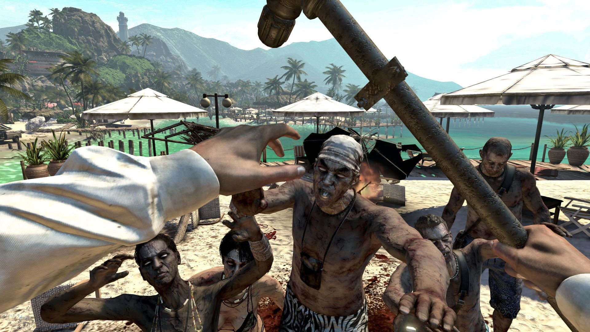 Dead Island zombie attack on a tropical beach HD Wallpaper