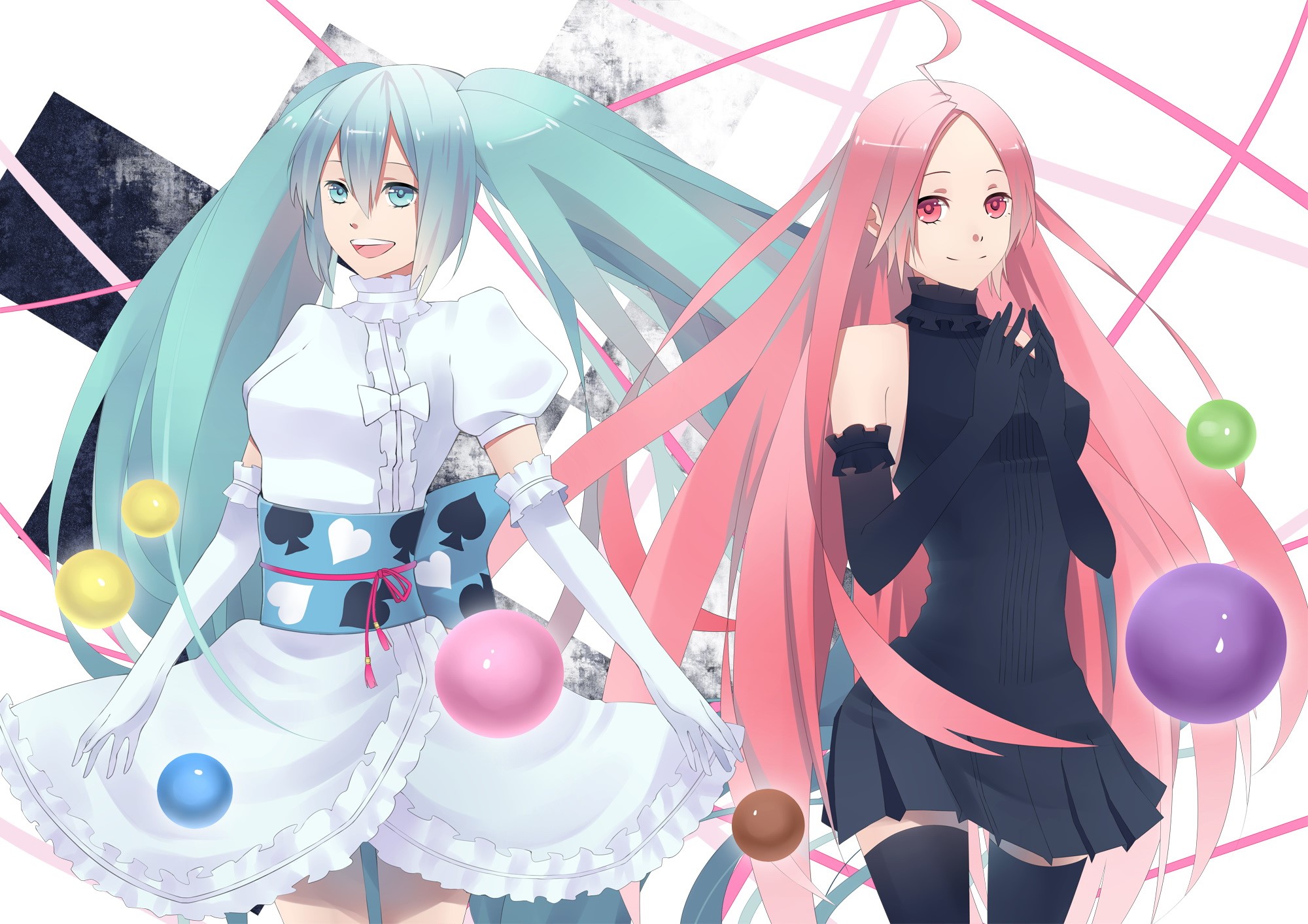 Hatsune Miku and Rin Kagamine from Vocaloid HD Wallpaper