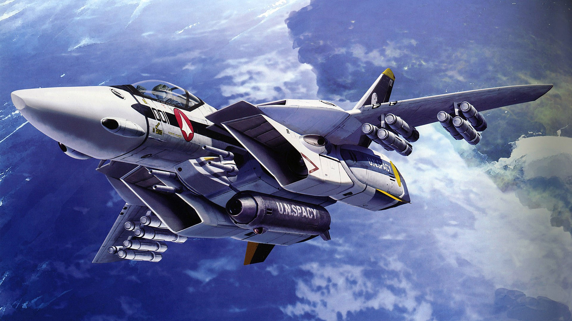 VF-1 Valkyrie fighter jet in space HD Wallpaper
