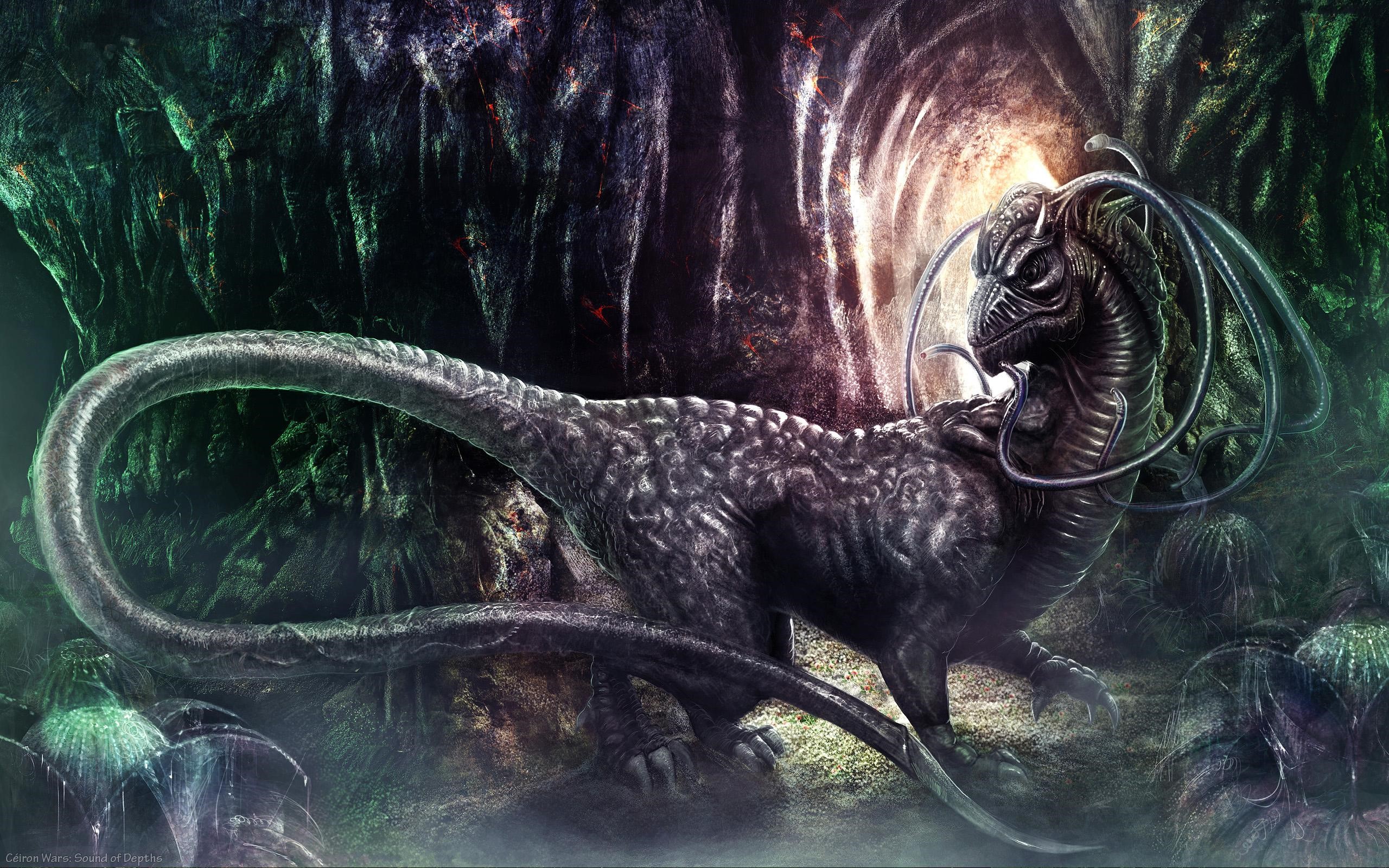 Ceiron Wars creature in a cave HD Wallpaper