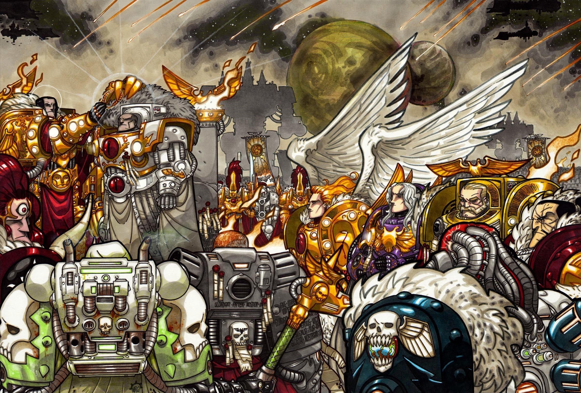 Warhammer 40000 characters in battle HD Wallpaper