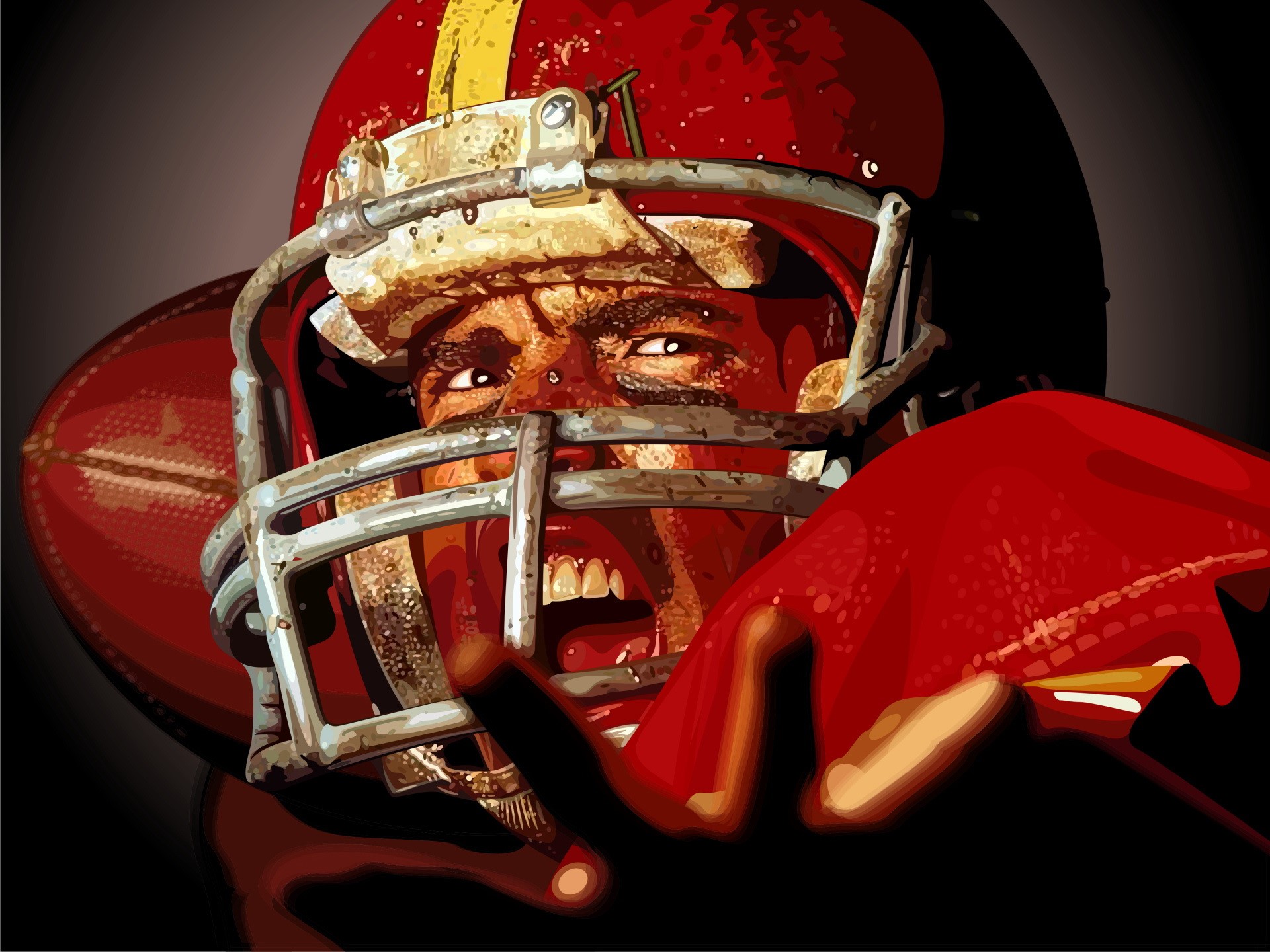 Football player in helmet with ball HD Wallpaper