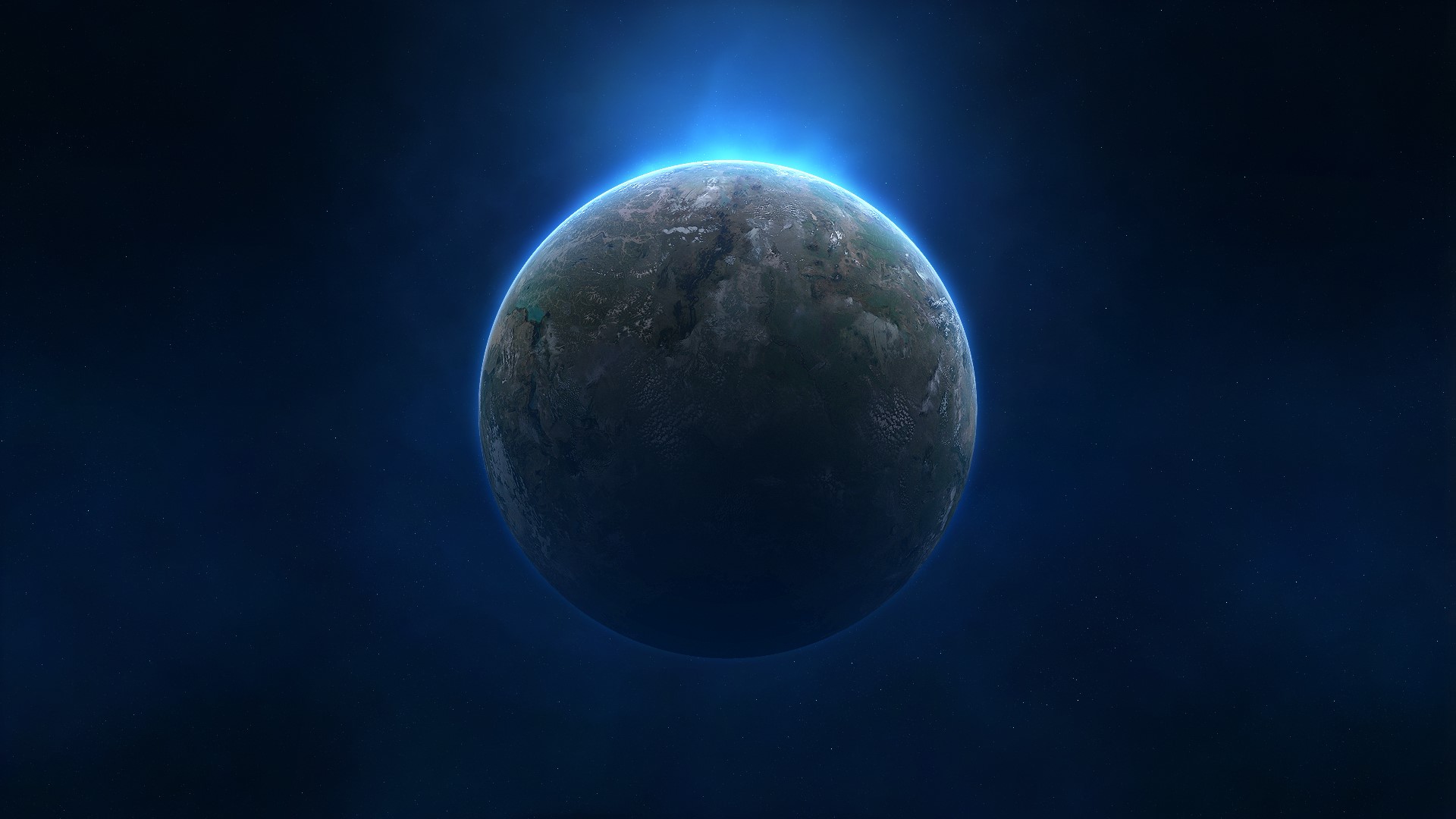 Planet with glowing atmosphere in deep space HD Wallpaper