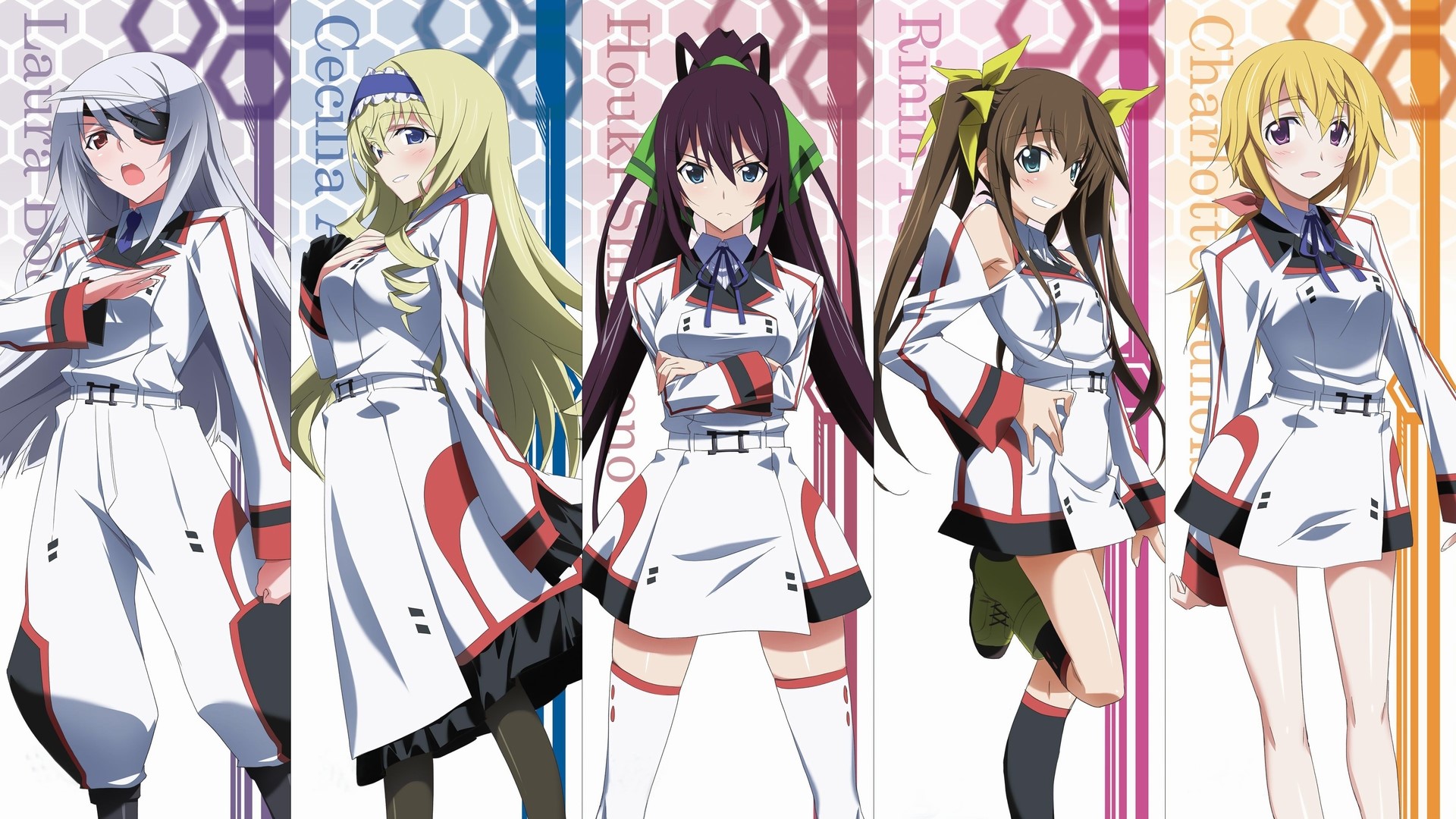 Five girls from Infinite Stratos HD Wallpaper