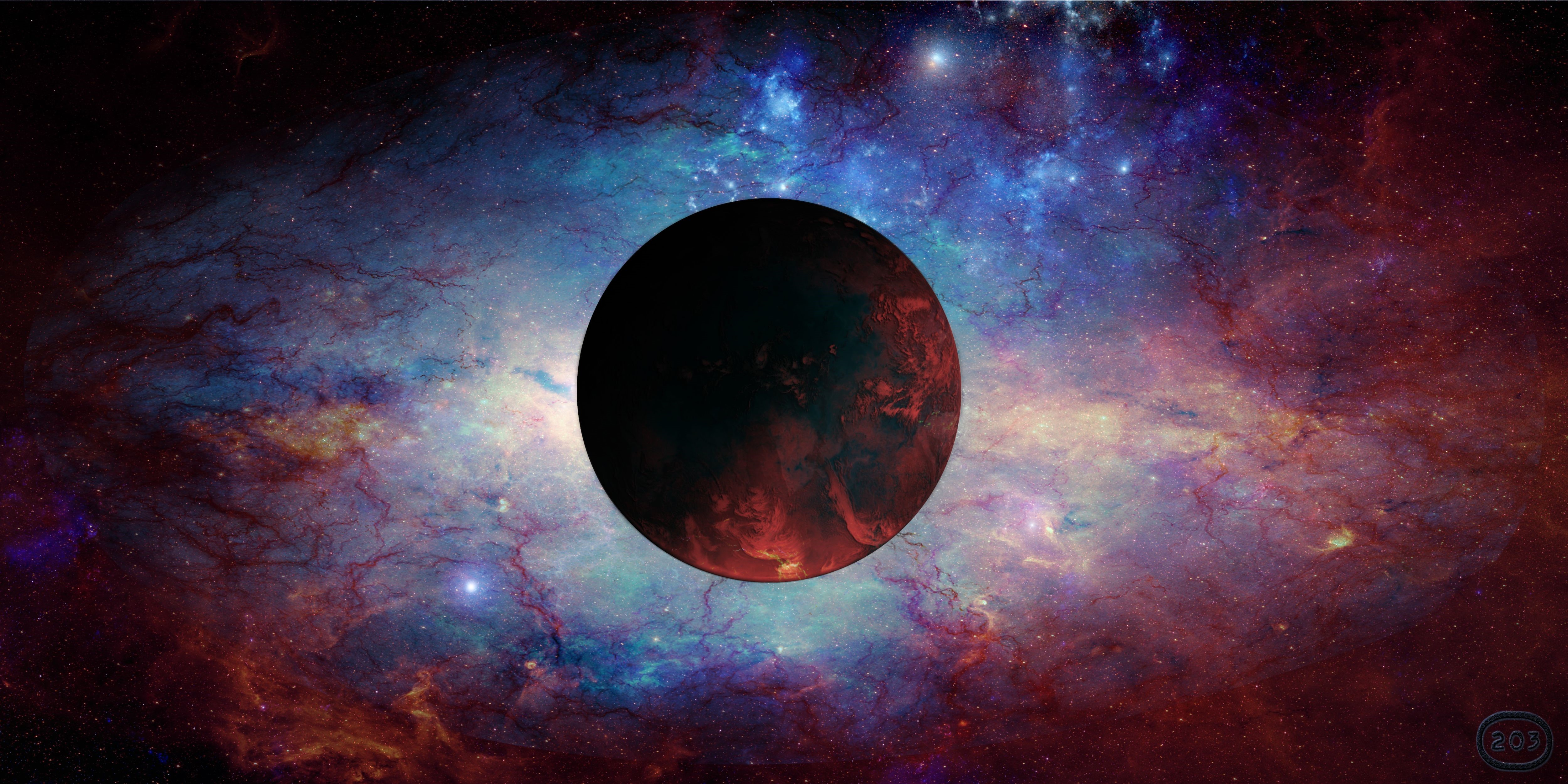 Planet in a colorful nebula HD Wallpaper
