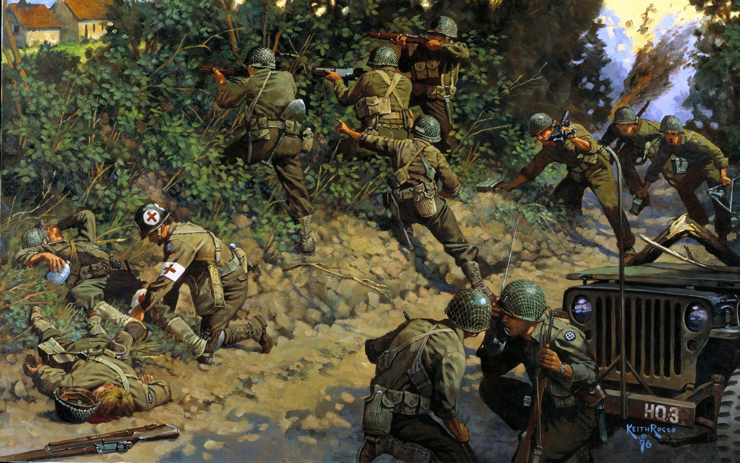 Soldiers in combat during World War II HD Wallpaper
