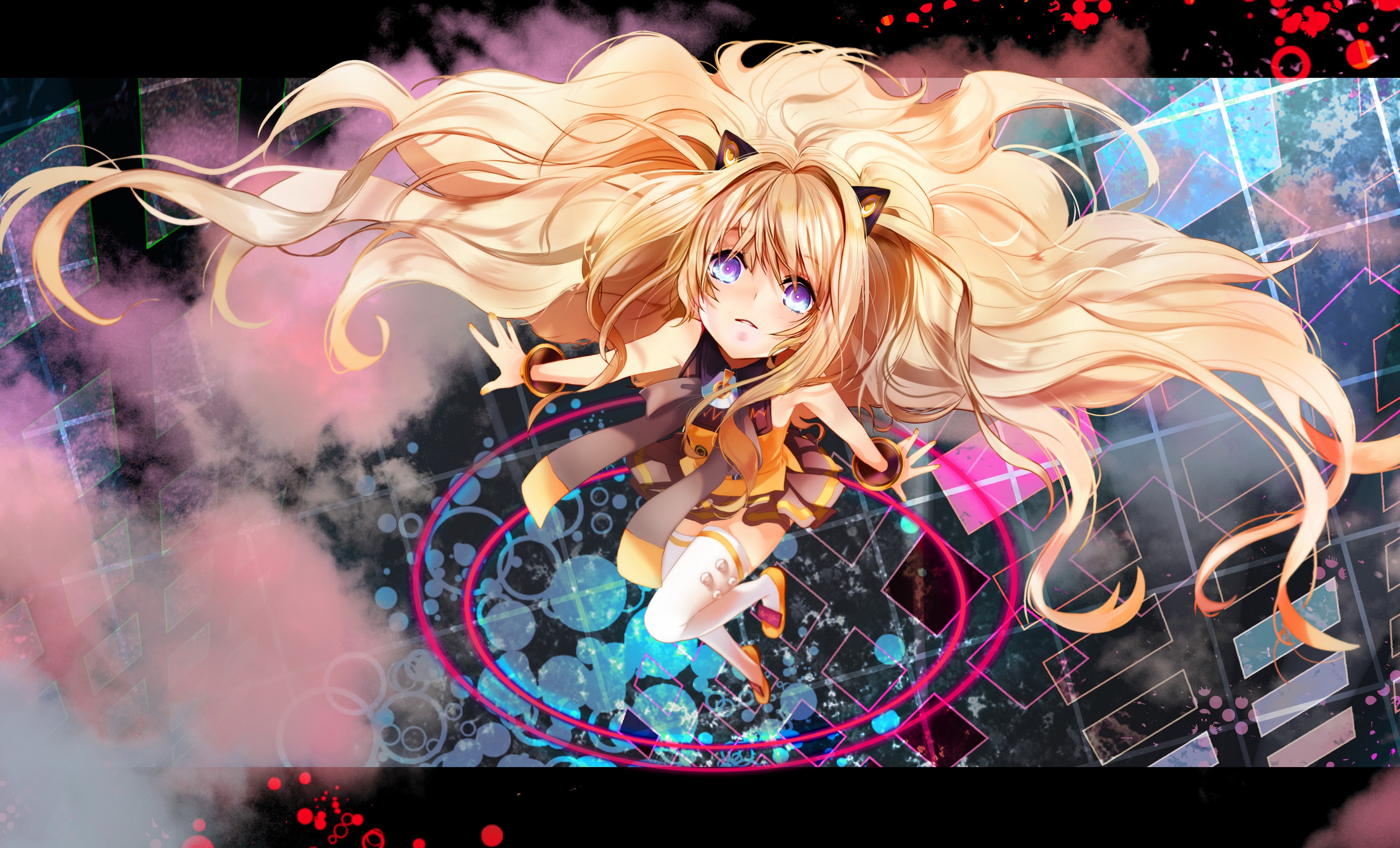 4K Vocaloid Anime Girl with Blonde Pigtails HD Wallpaper
