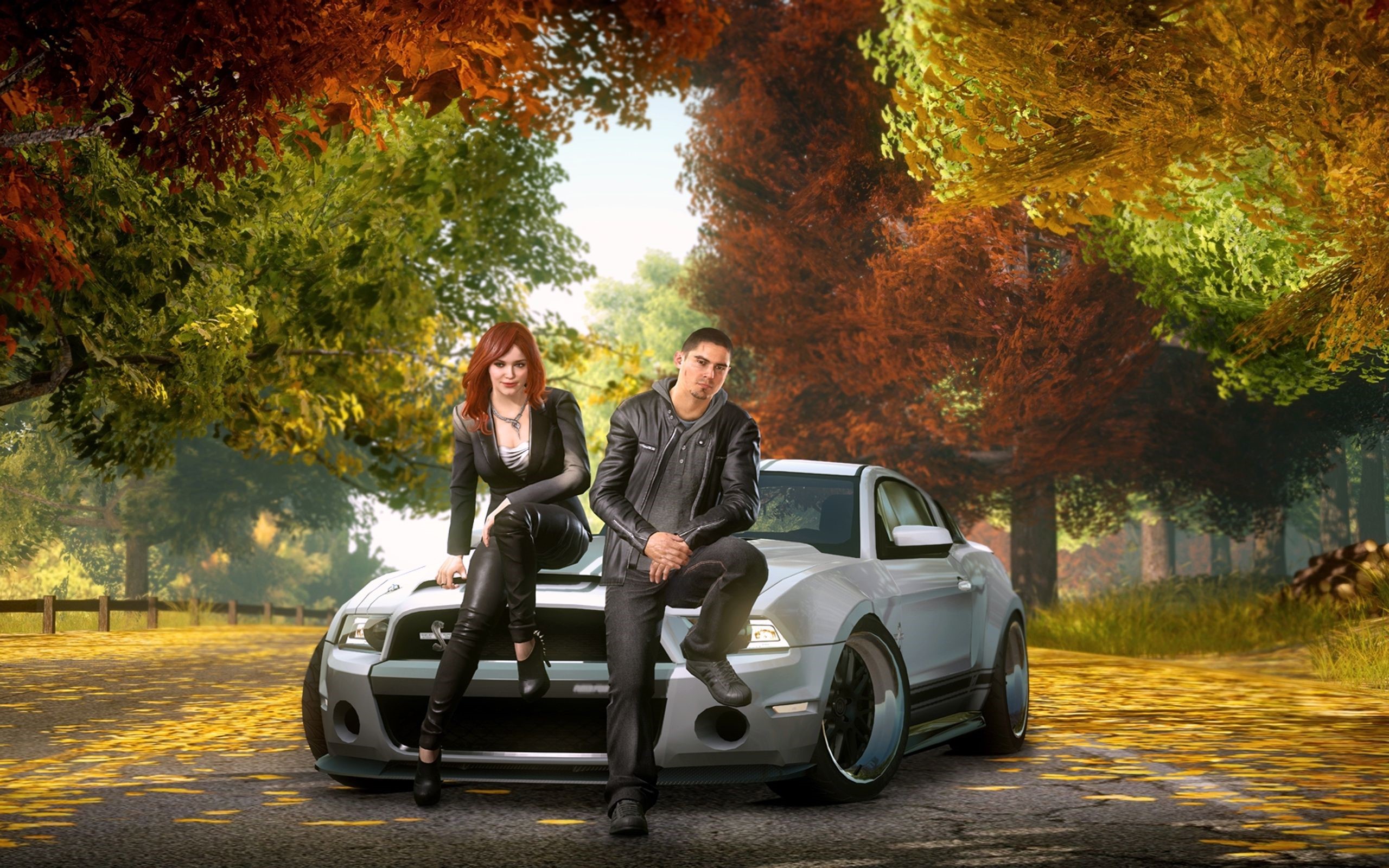 Characters from Need for Speed sitting on a car HD Wallpaper