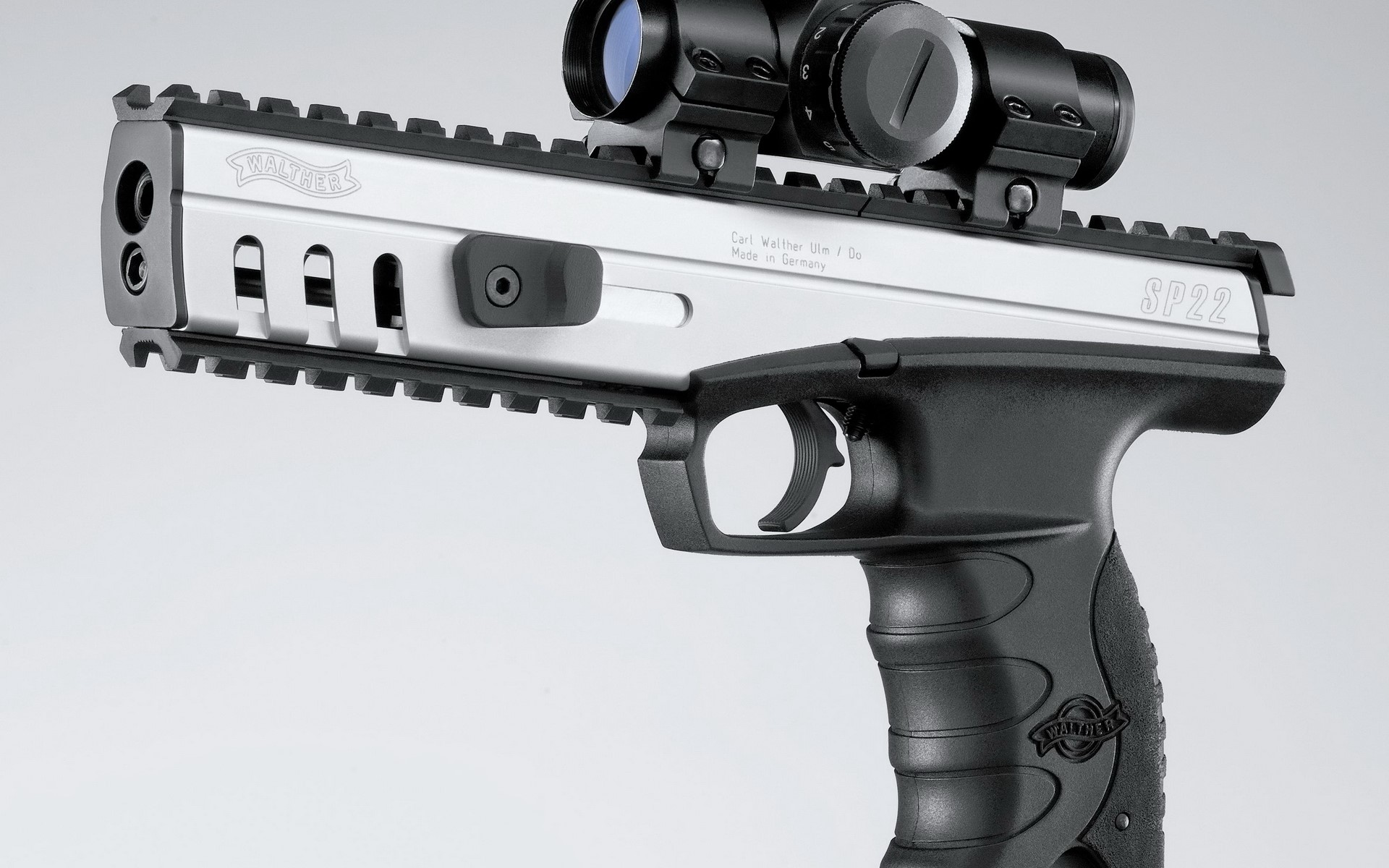 Walther SP22 pistol with scope HD Wallpaper