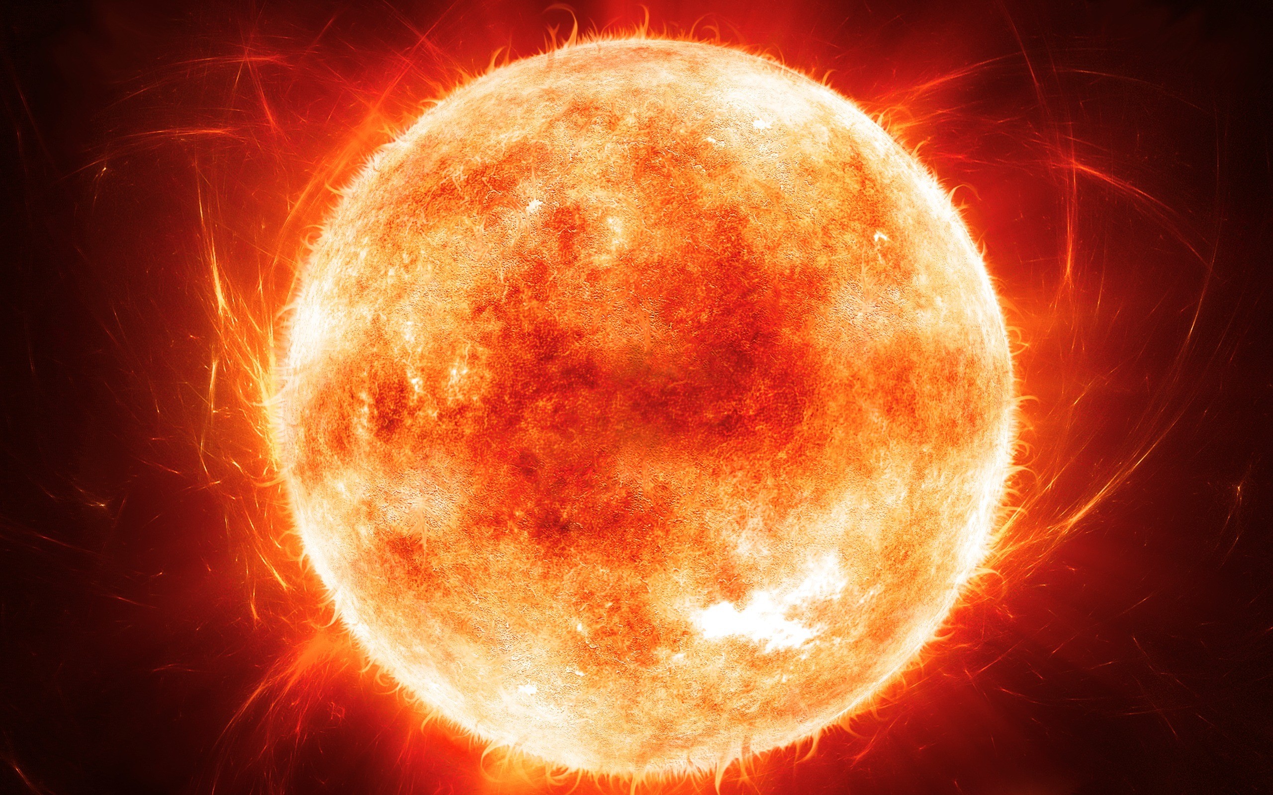 The Sun with Solar Flares HD Wallpaper