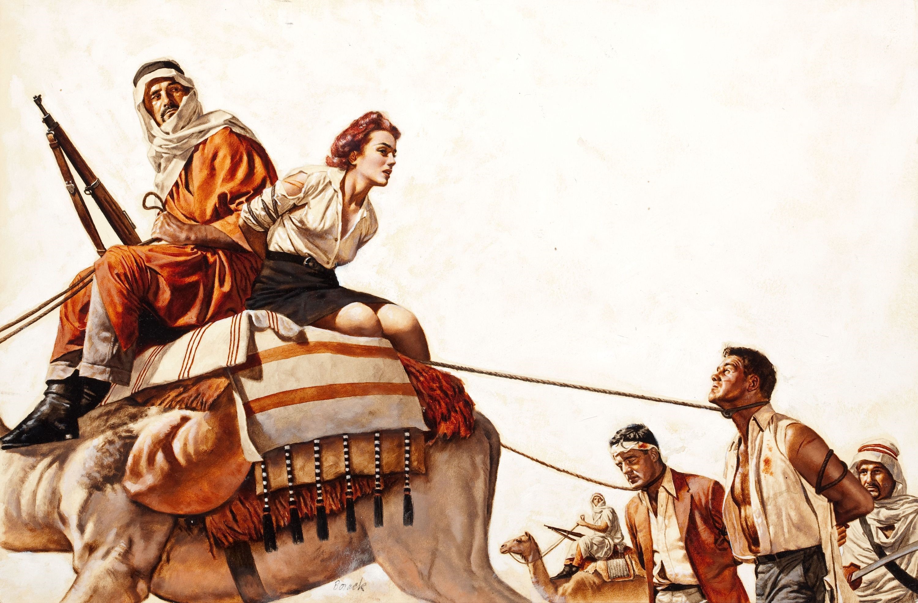 Stanley Borack painting of captives in desert HD Wallpaper
