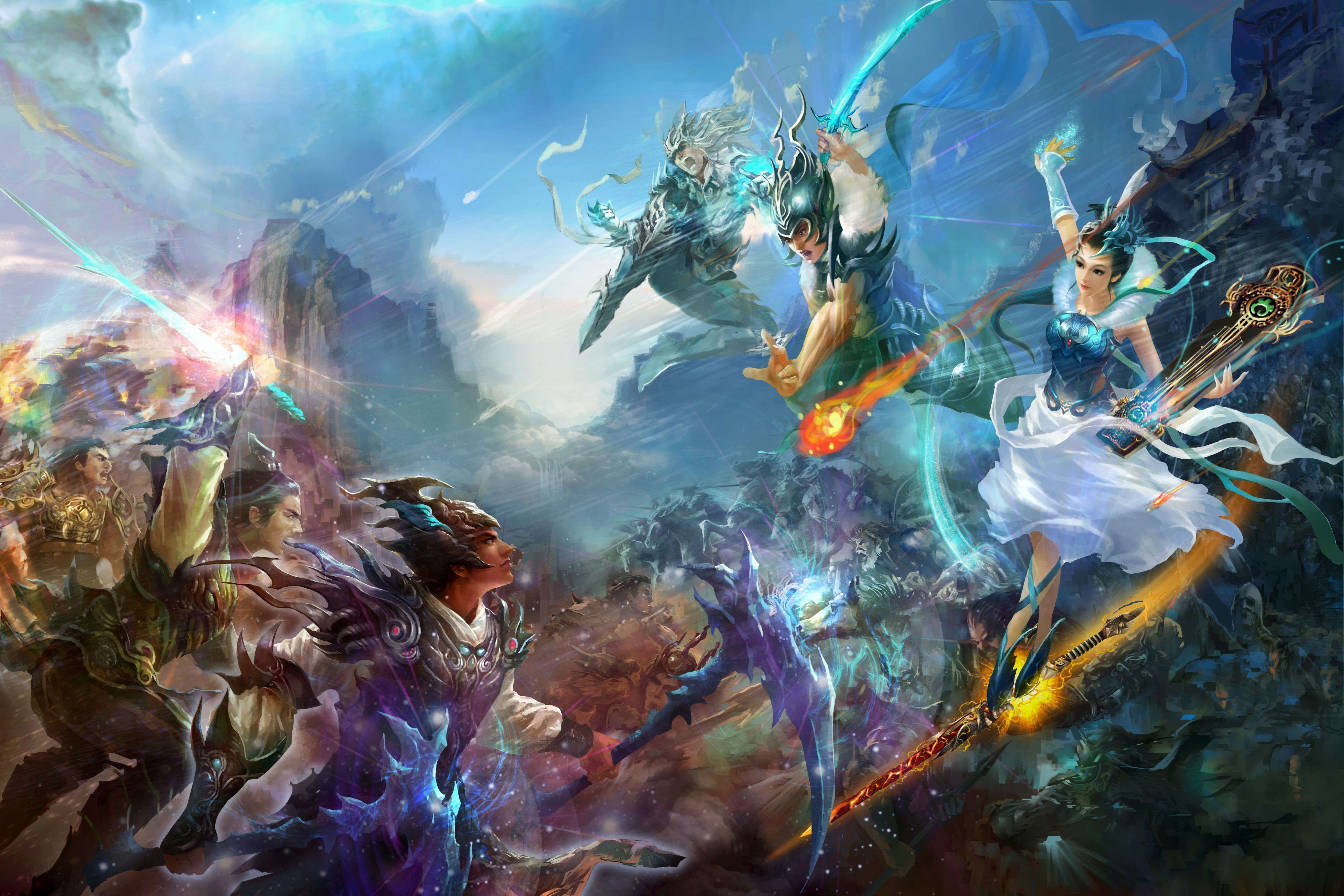 Jade Dynasty characters in battle HD Wallpaper