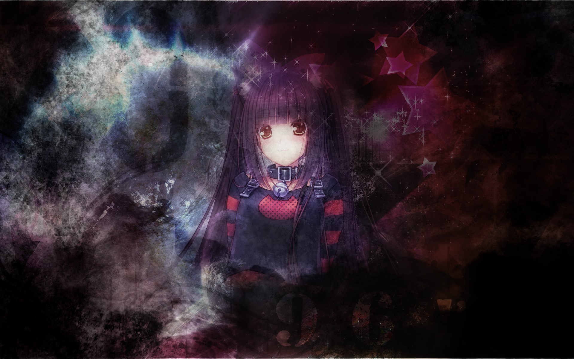 Anime girl with cat ears and collar HD Wallpaper