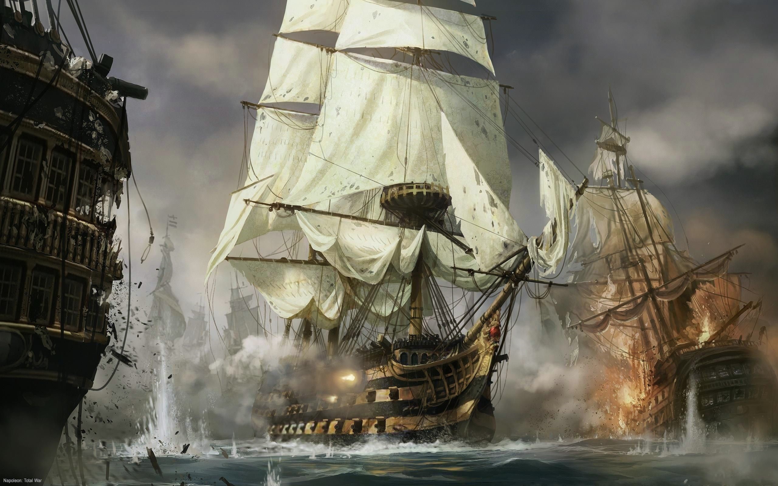 Naval battle in Napoleon Total War HD Wallpaper