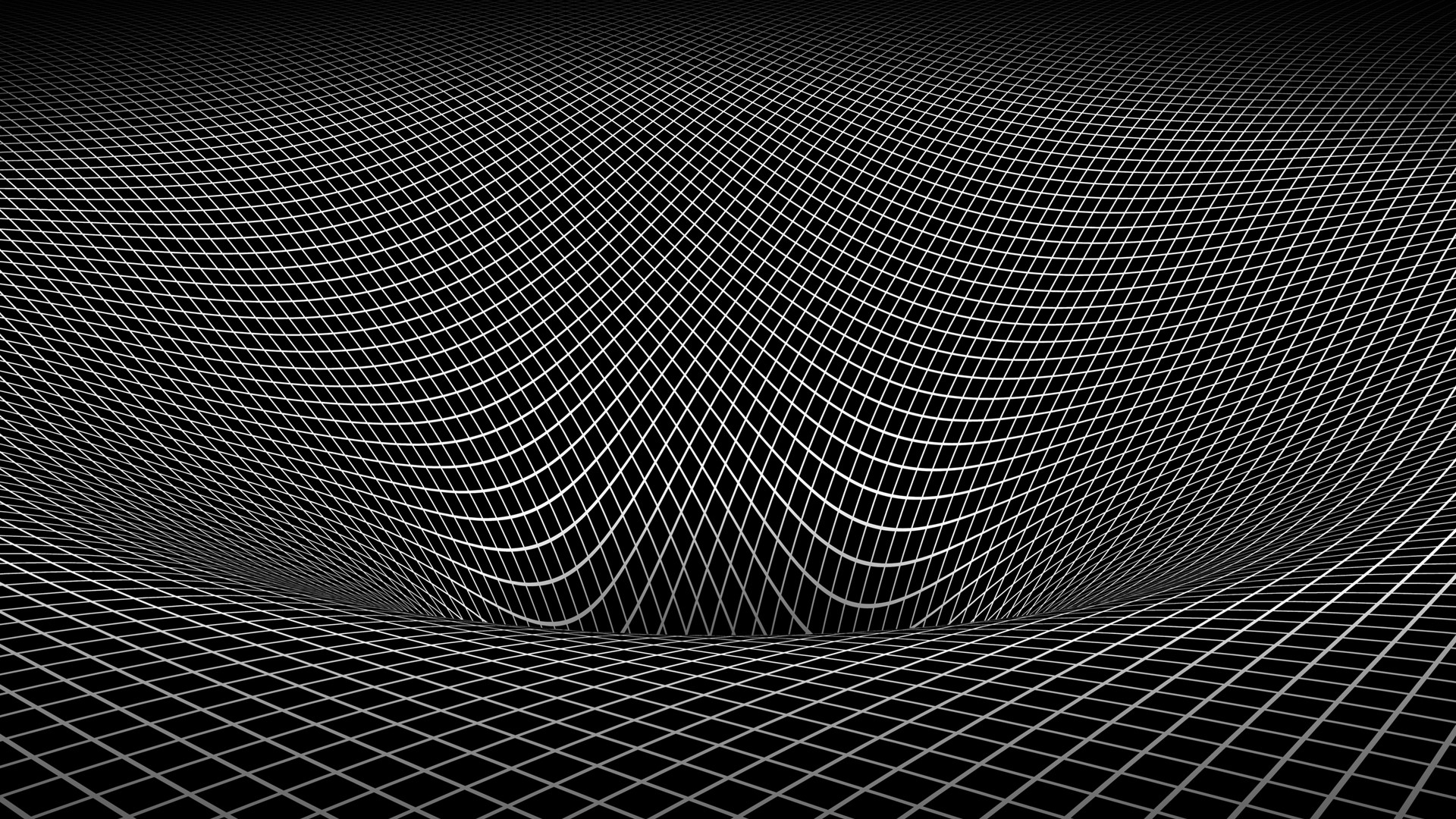 Abstract grid warping into a black hole HD Wallpaper