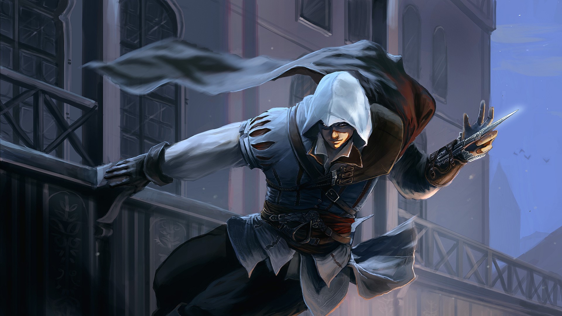 Assassin from Assassin's Creed leaping HD Wallpaper
