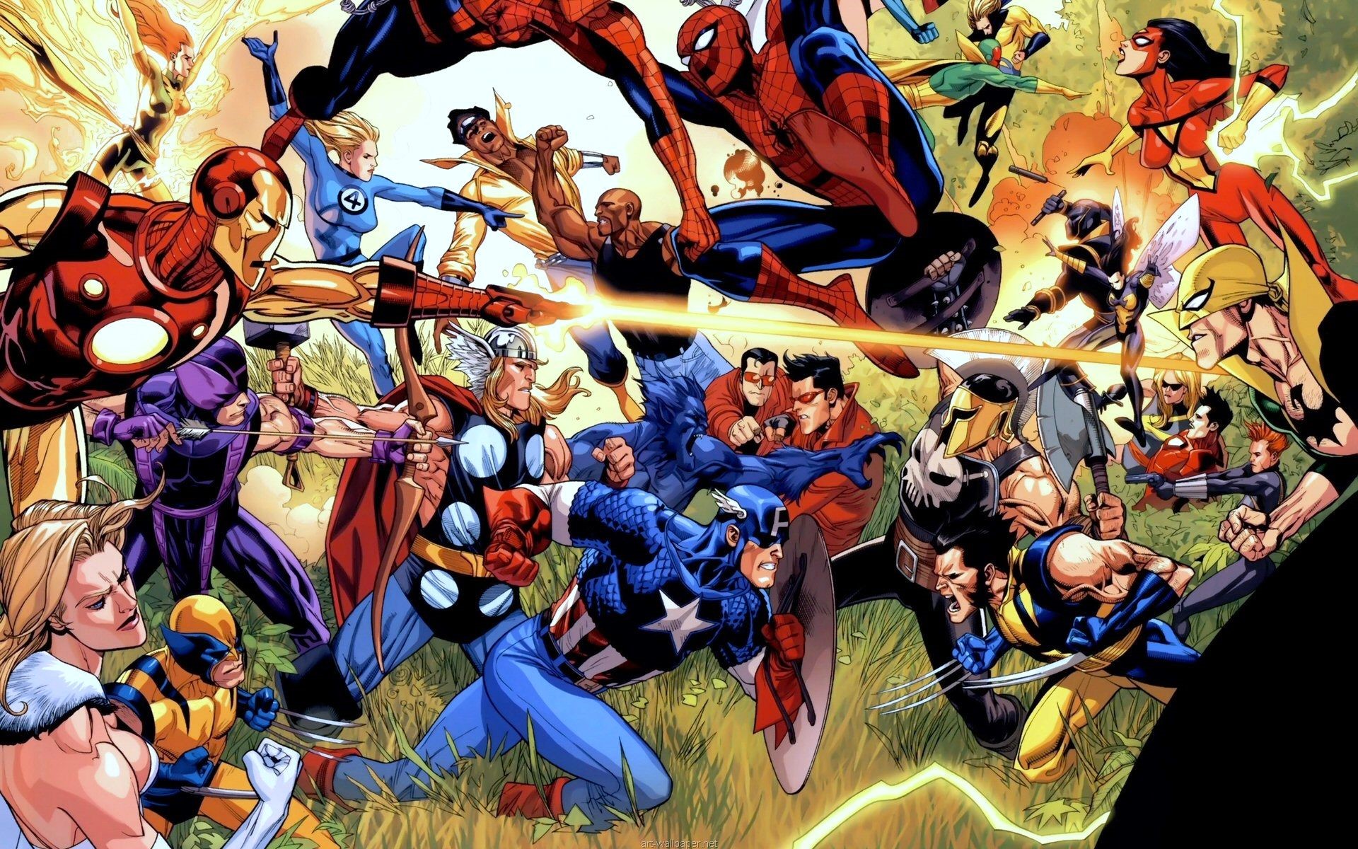 Marvel Comics Heroes Battle HD Wallpaper