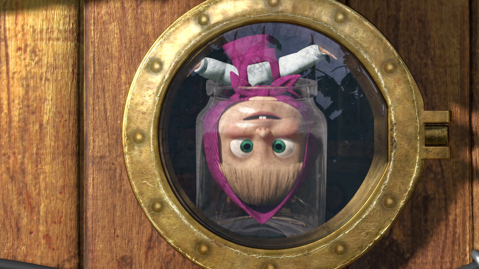 Masha Peeking Through Porthole in Masha and the Bear HD Wallpaper