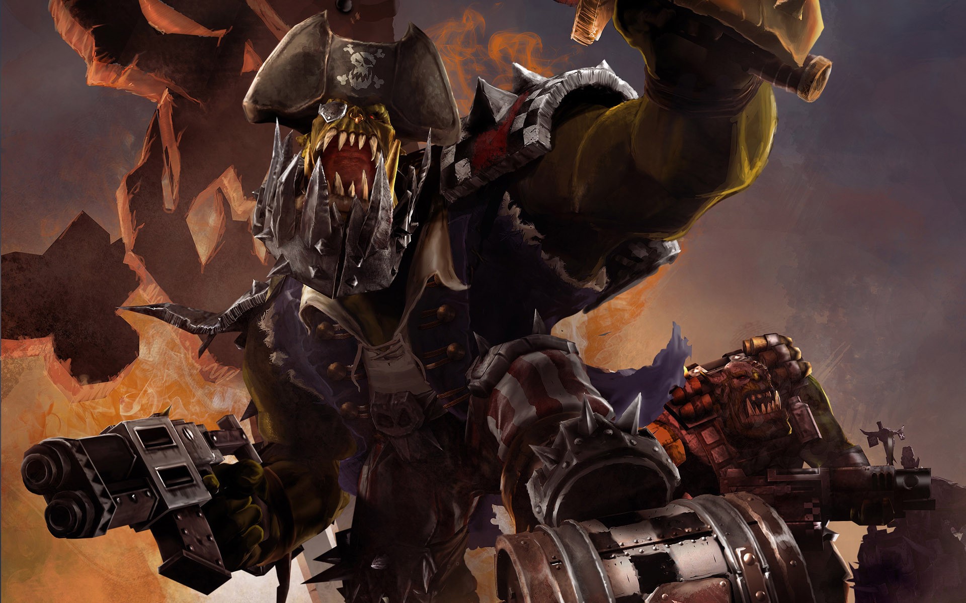 Warhammer 40000 Ork Pirate with Guns HD Wallpaper