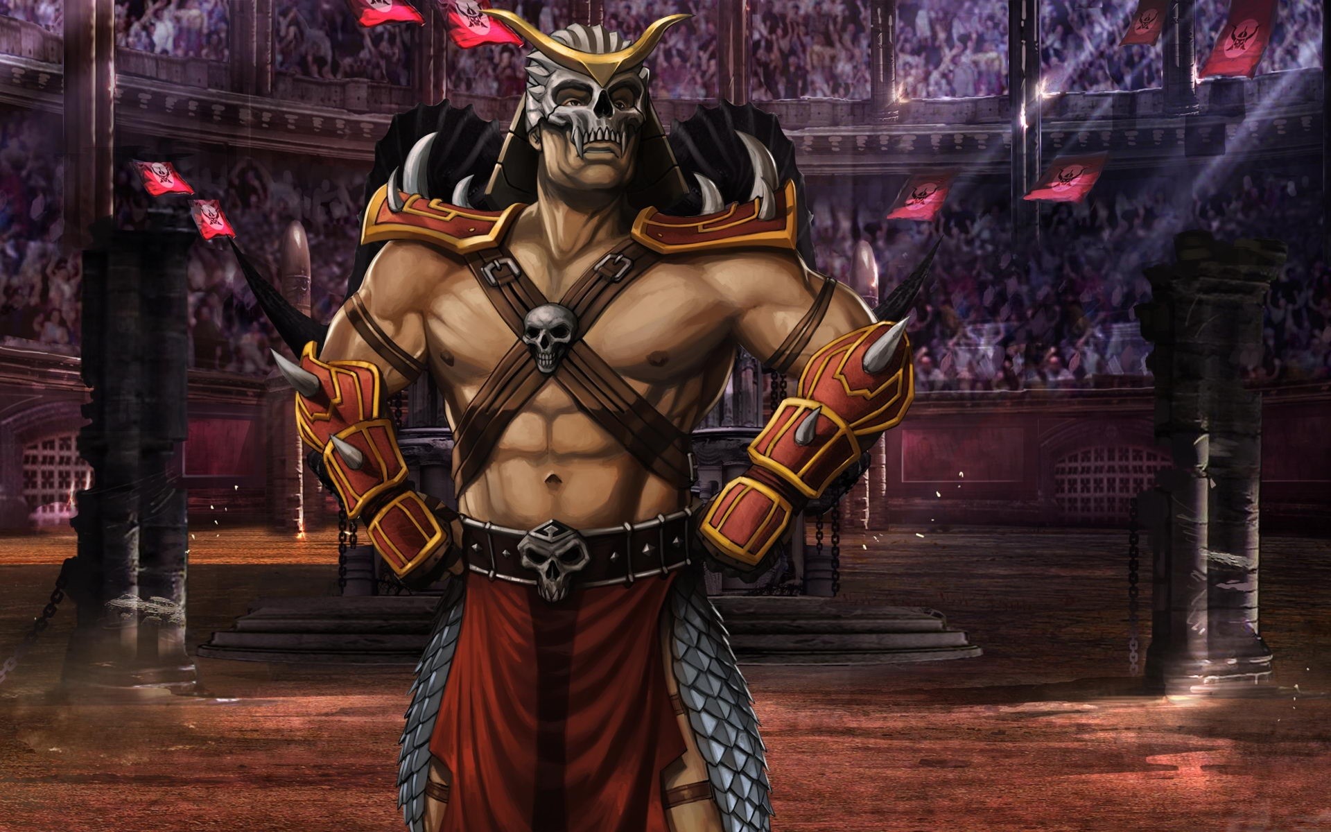 Shao Kahn from Mortal Kombat in an arena HD Wallpaper