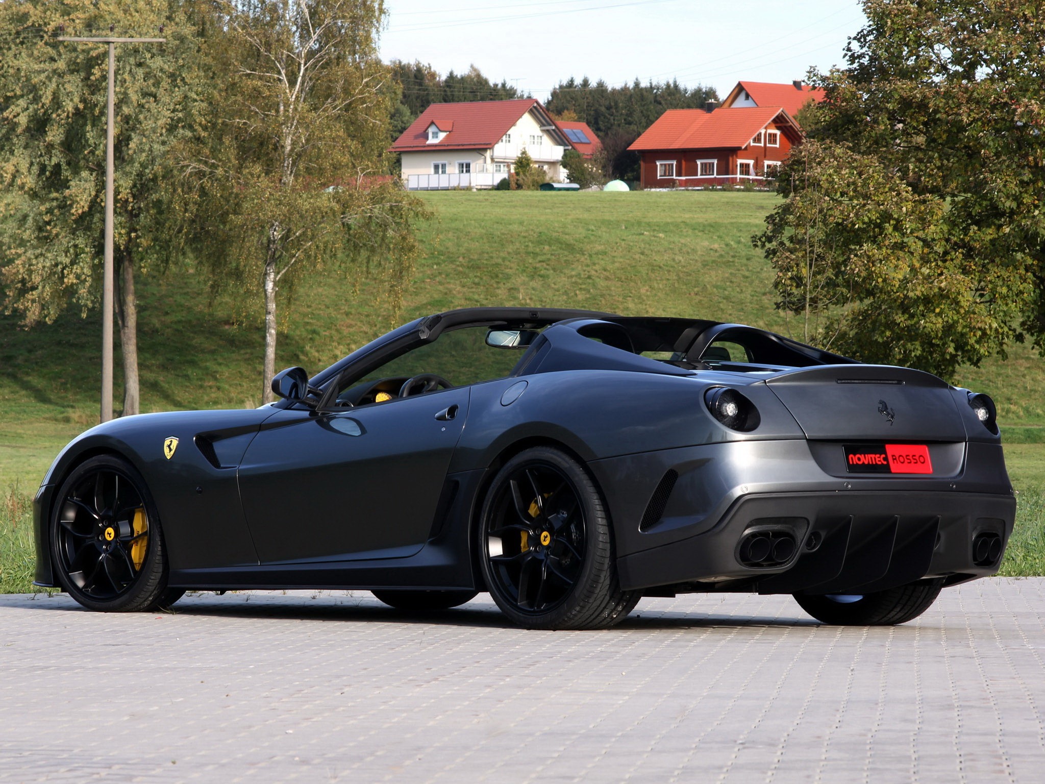 Dark gray Novitec Rosso Ferrari convertible HD Wallpaper