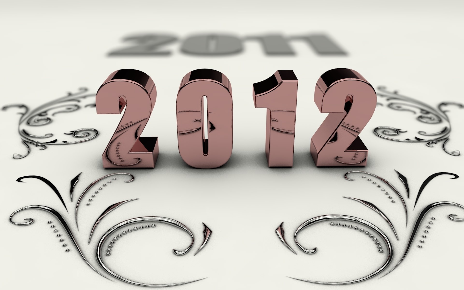 3D numbers 2012 with floral ornaments HD Wallpaper