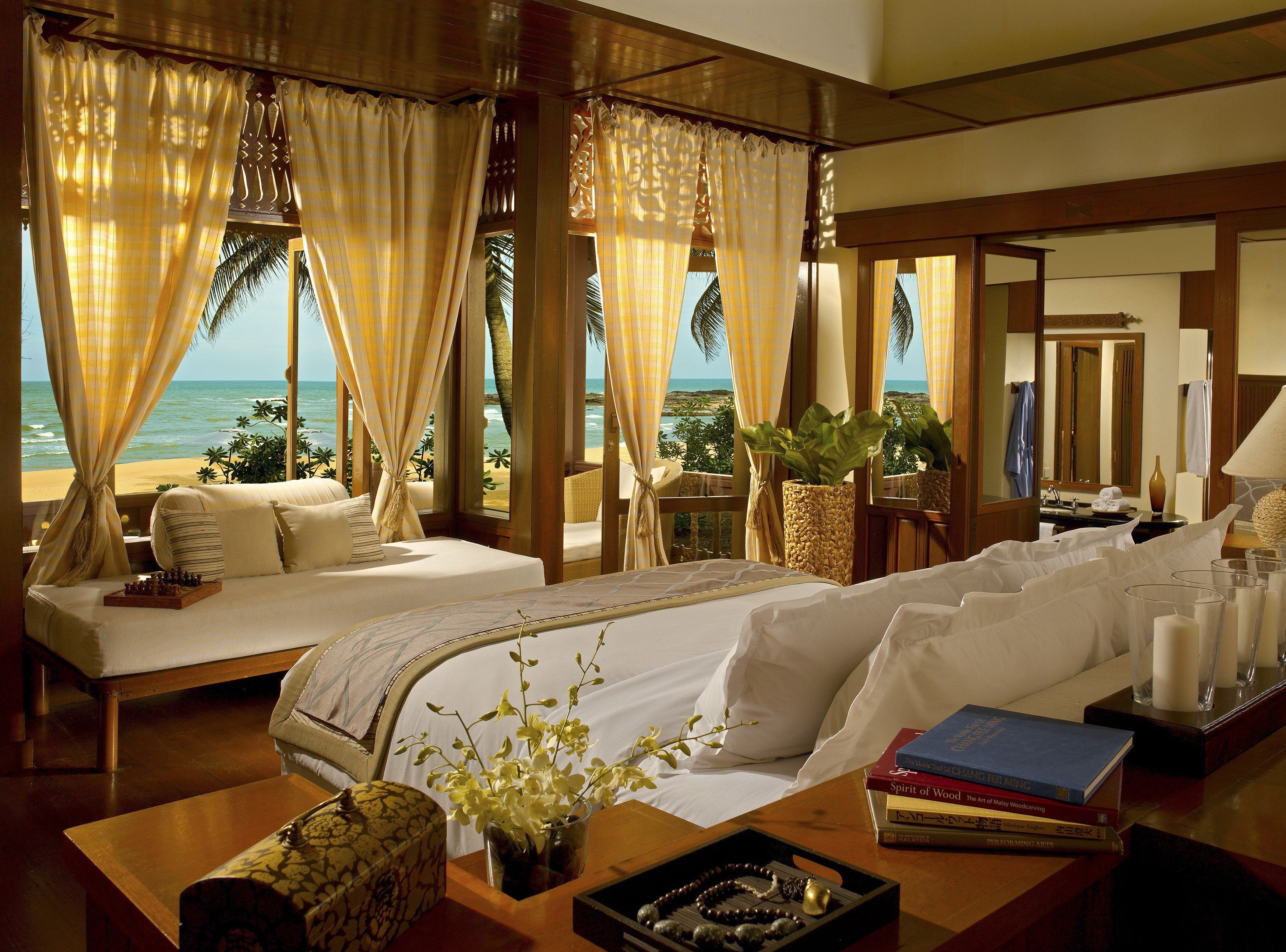 Luxury bedroom with ocean view HD Wallpaper