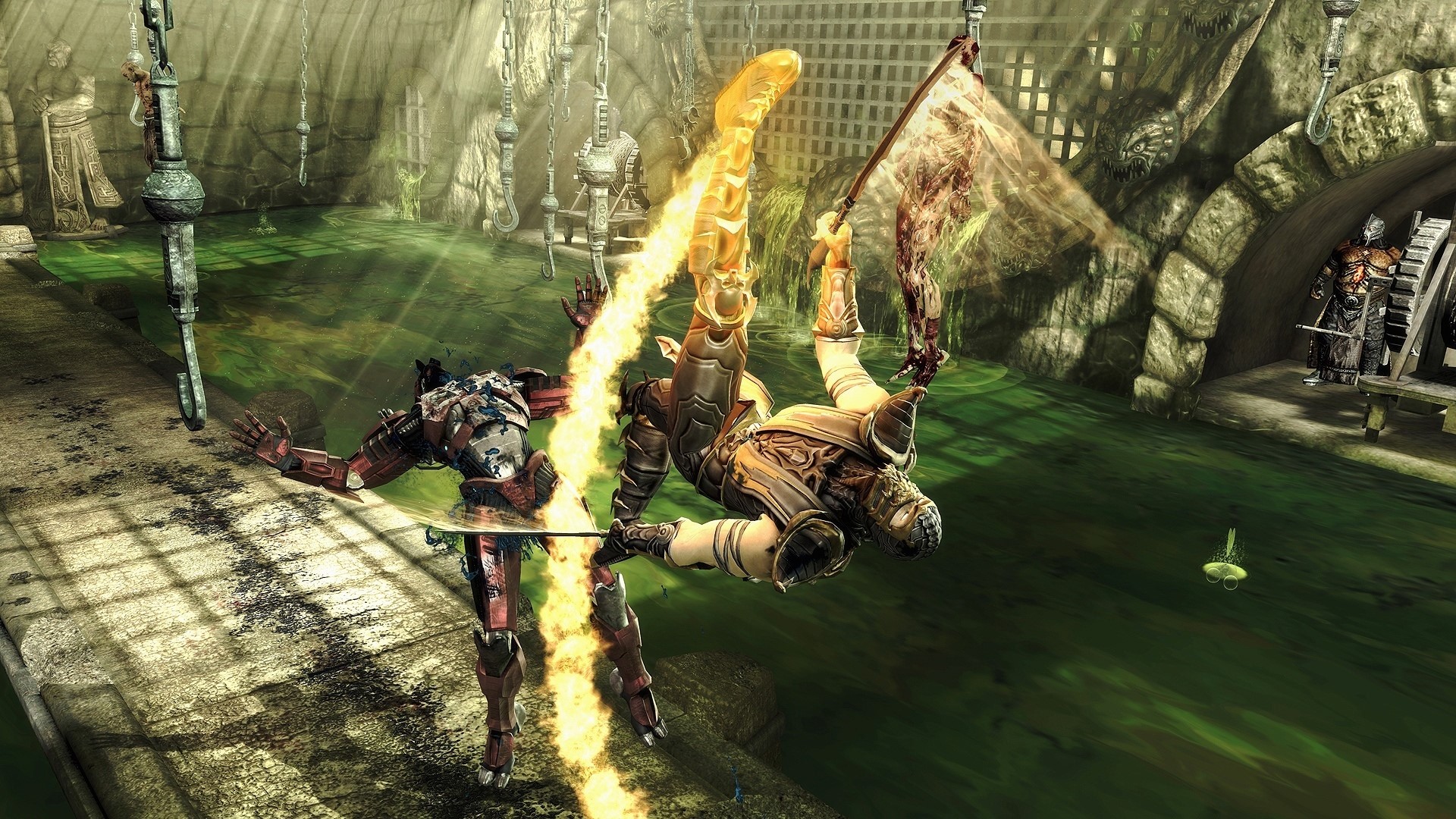 Two characters fighting in Mortal Kombat HD Wallpaper