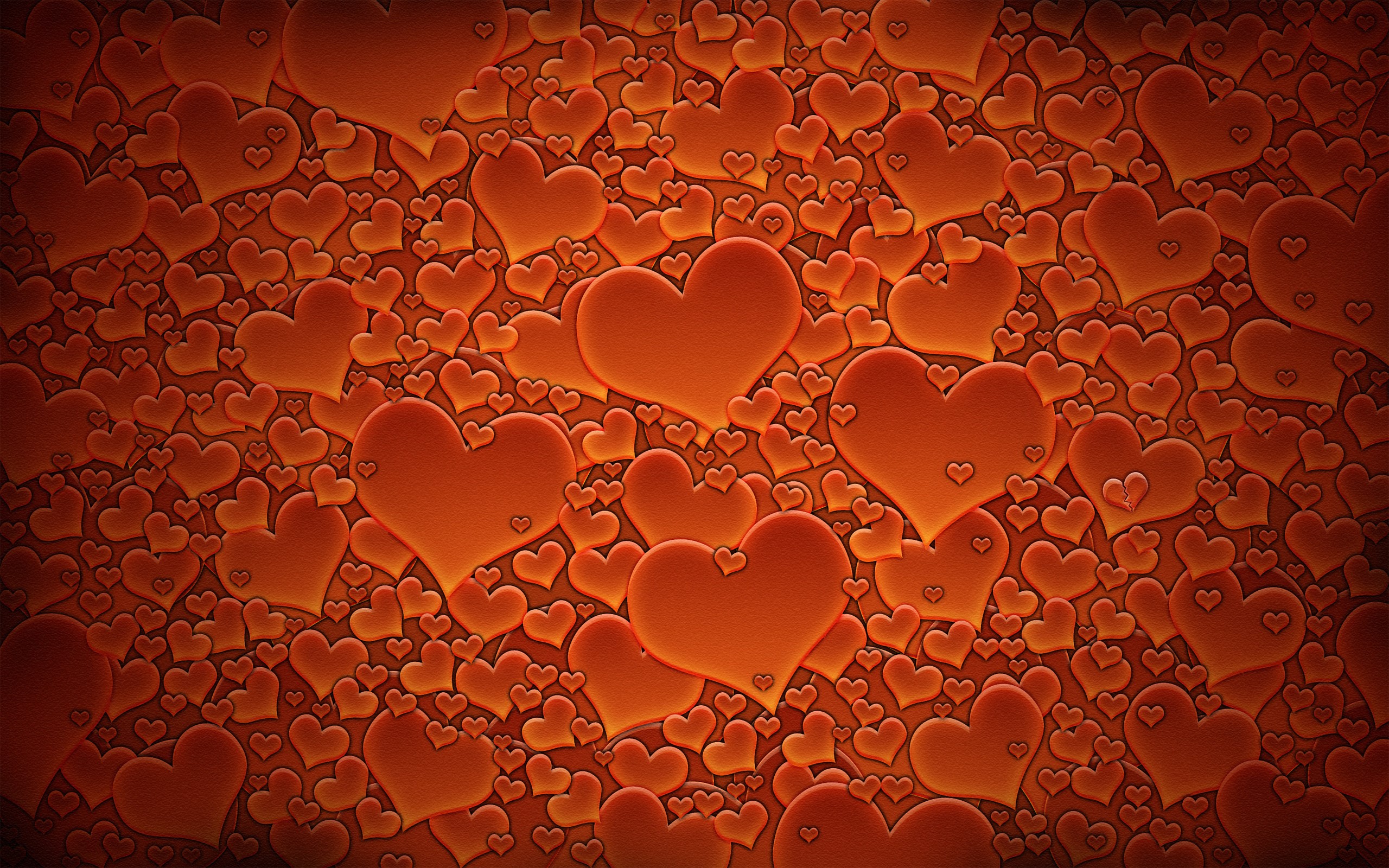 Orange hearts pattern for Valentine's Day HD Wallpaper