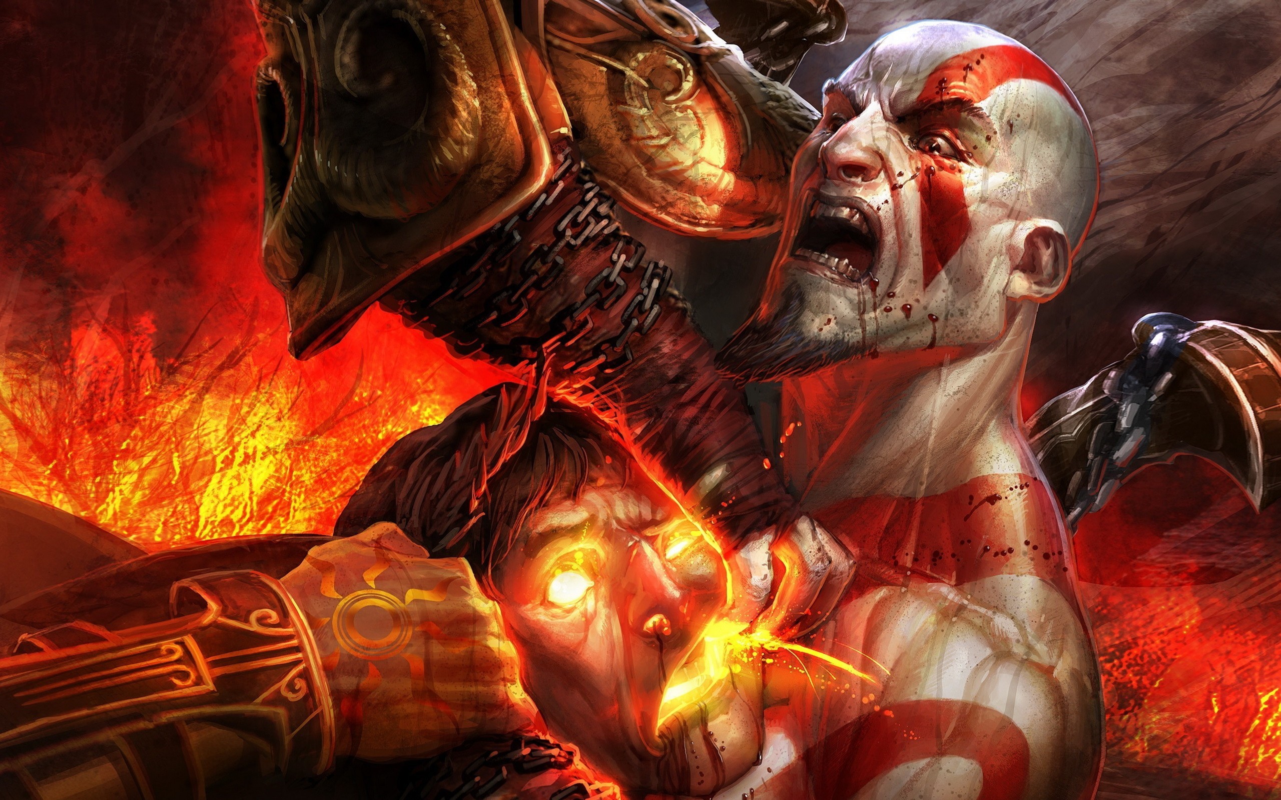 Kratos from God of War fighting HD Wallpaper