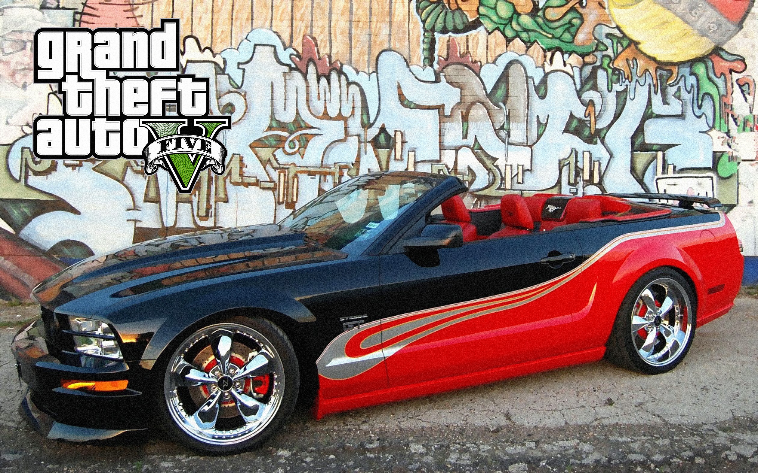 Grand Theft Auto V car with graffiti background HD Wallpaper