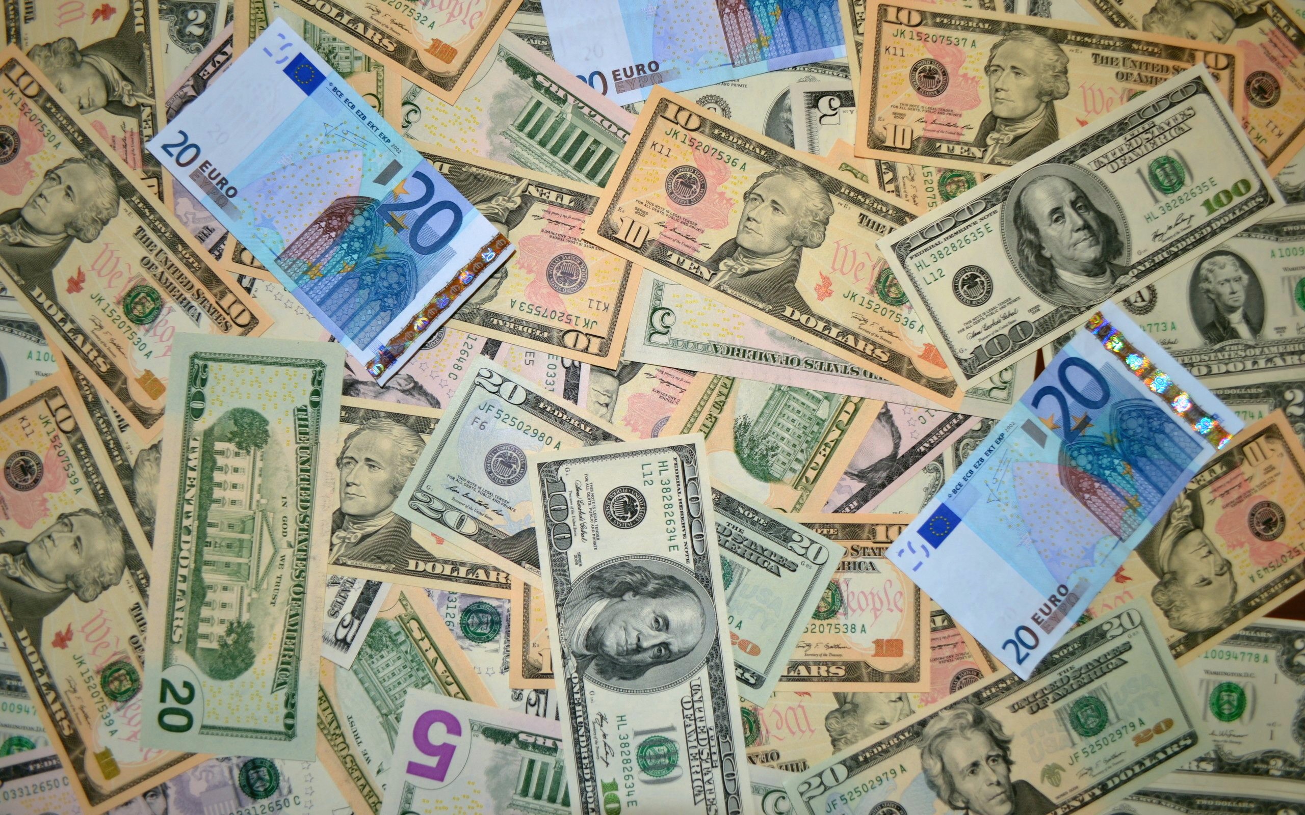 US Dollars and Euro Banknotes HD Wallpaper