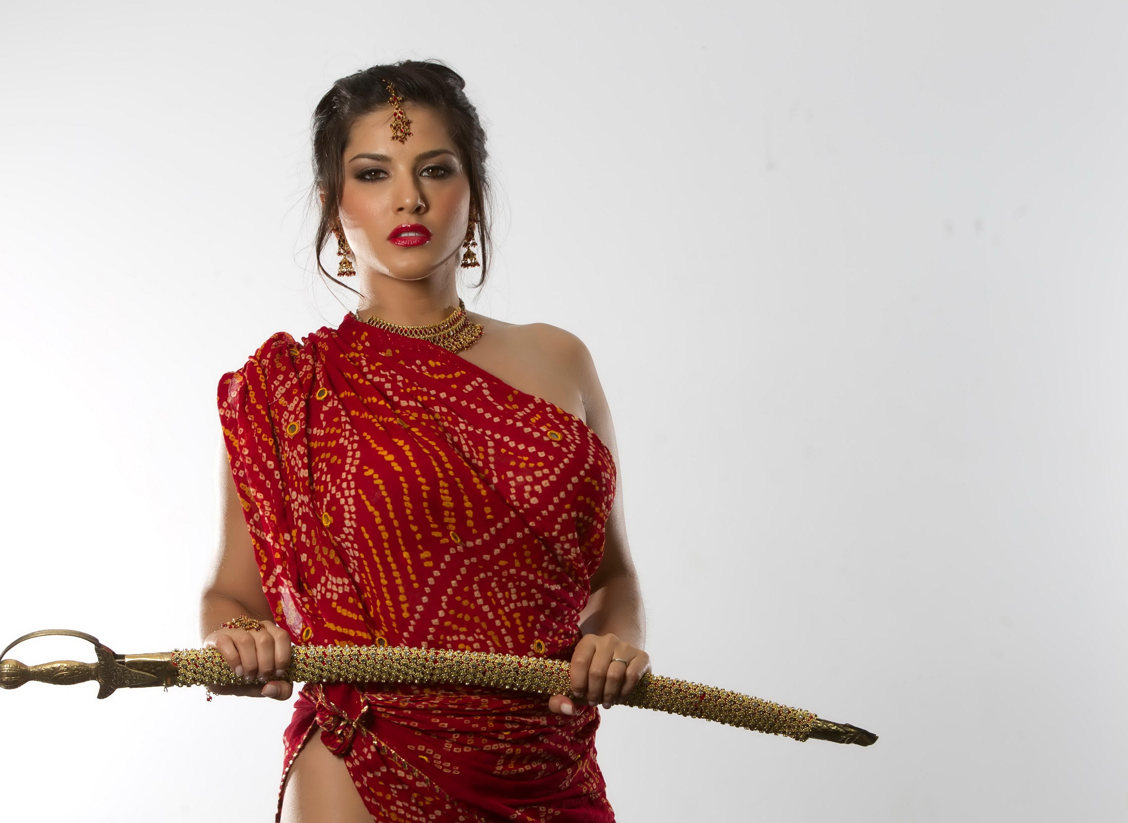 Sunny Leone with a sword HD Wallpaper