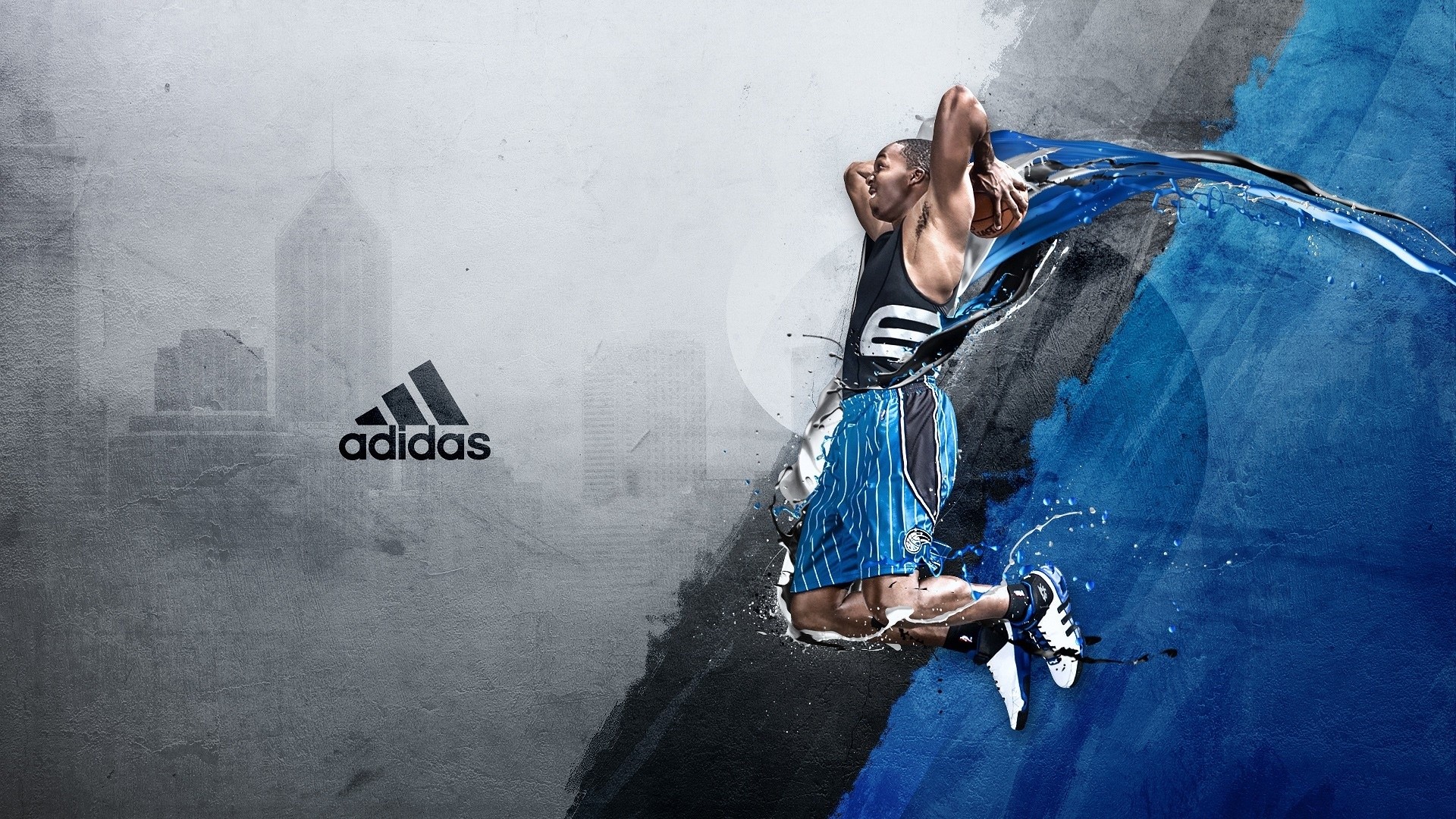 Adidas logo with basketball player dunking HD Wallpaper