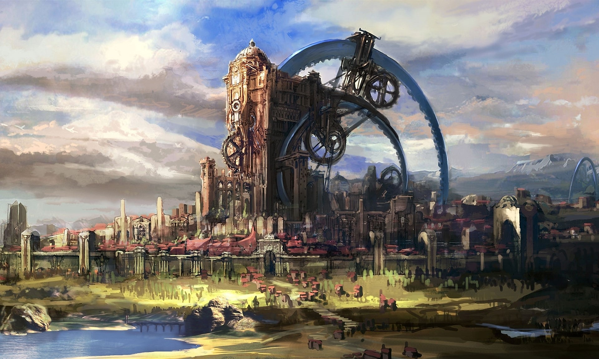 T.E.R.A: The Exiled Realm of Arborea Cityscape HD Wallpaper