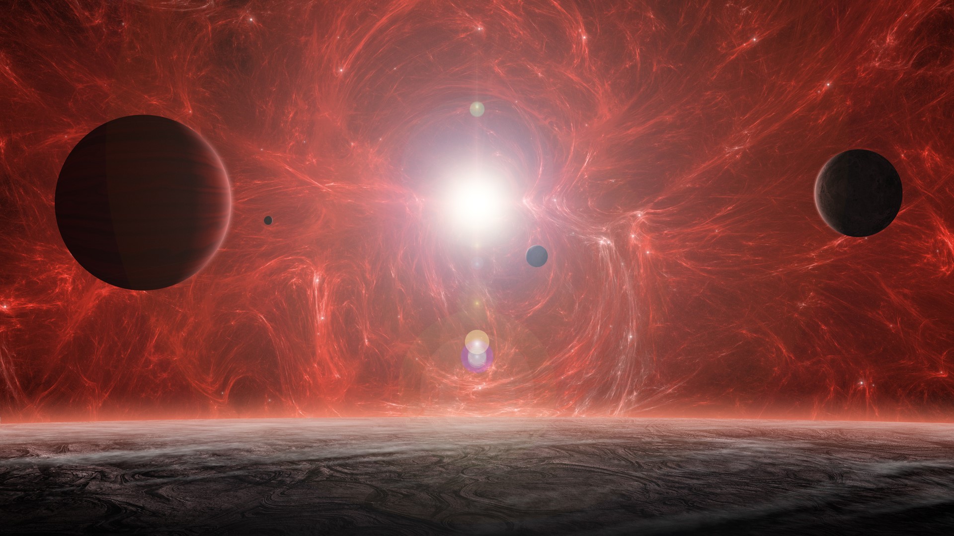 Planets and nebulae in deep space HD Wallpaper
