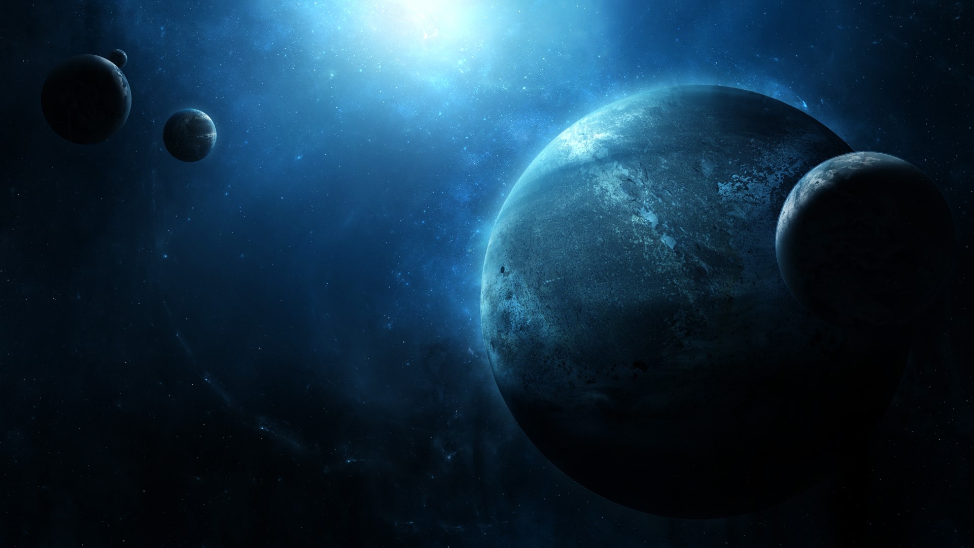 Planets in deep space with bright light HD Wallpaper