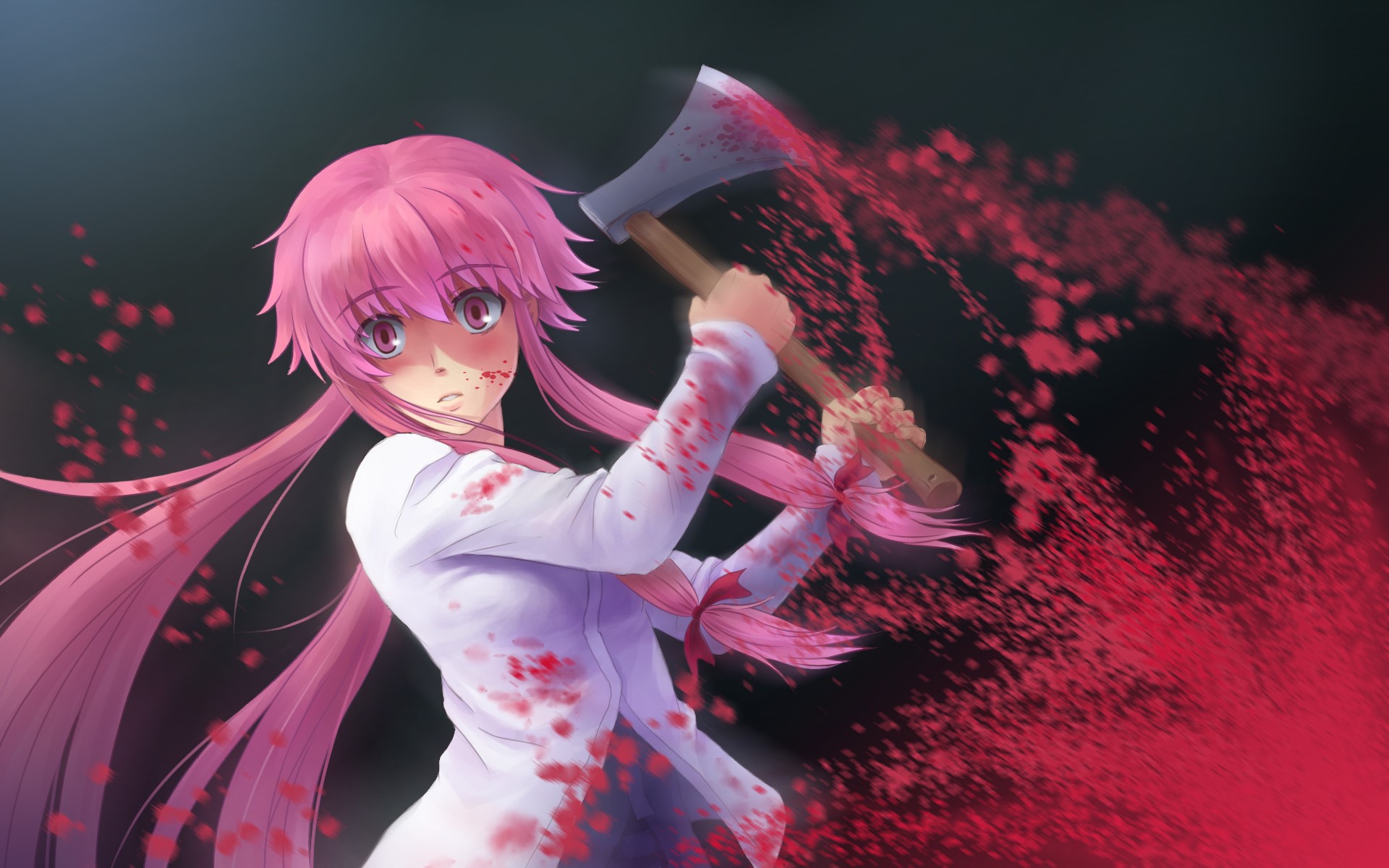 Yuno Gasai from Future Diary with an axe HD Wallpaper