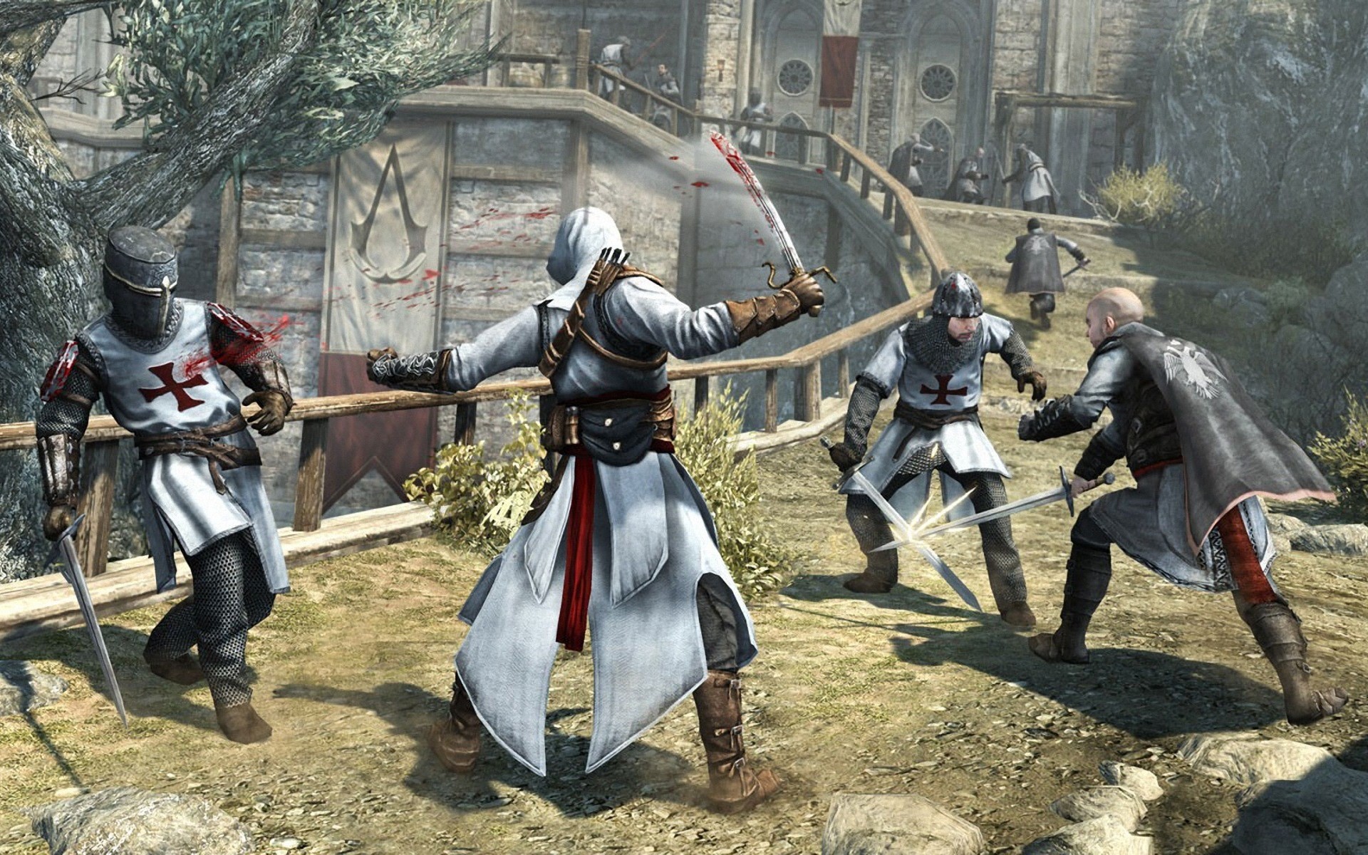 Assassin's Creed: Altair fighting Templars HD Wallpaper