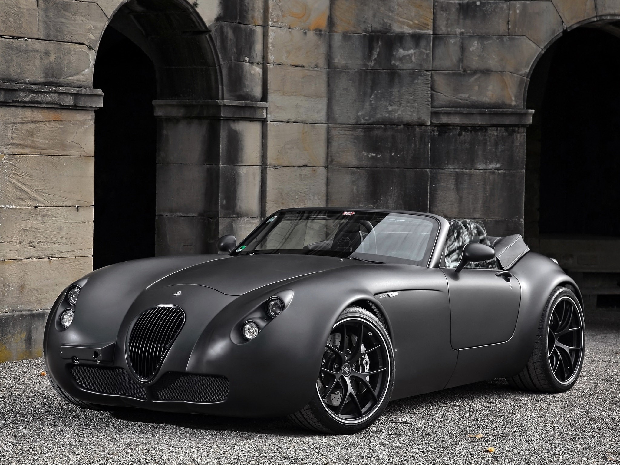 Matte black Wiesmann convertible sports car HD Wallpaper