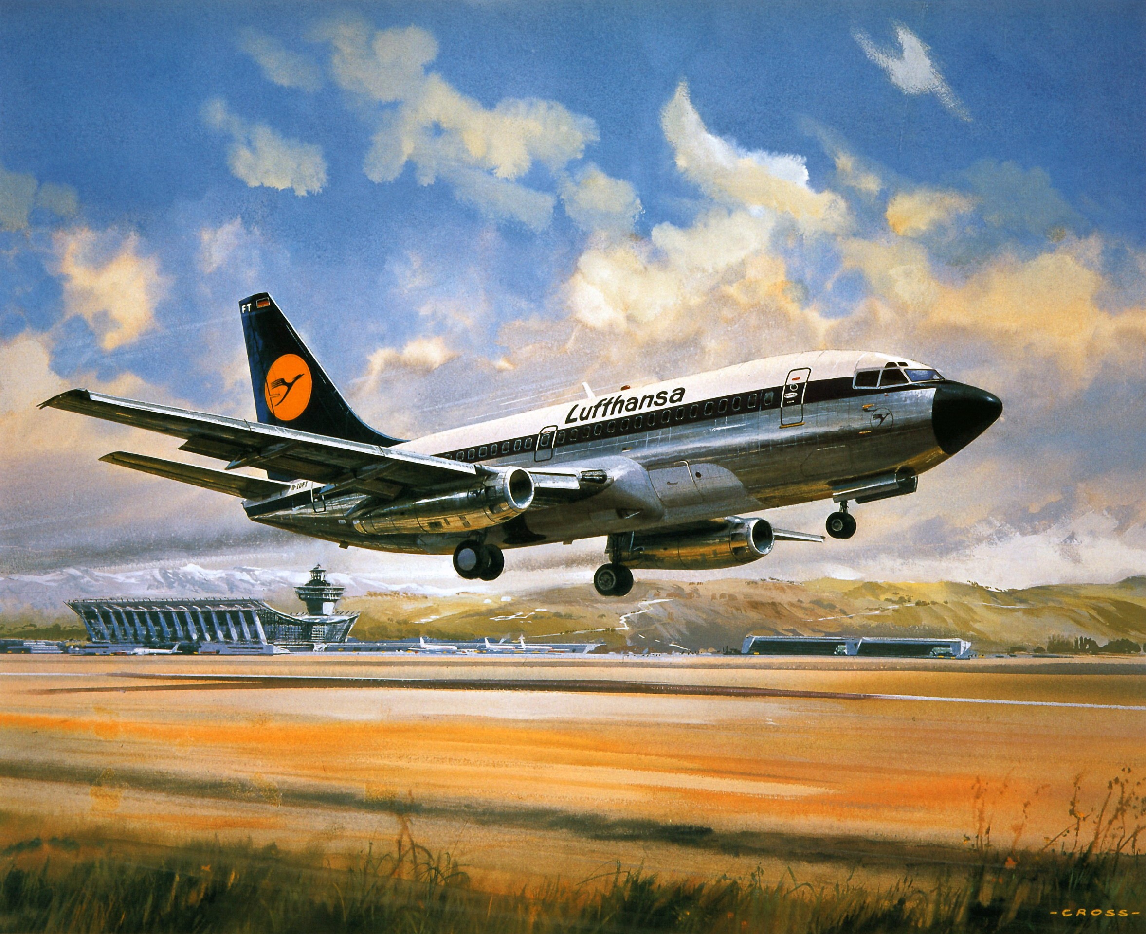 Lufthansa Boeing 737 taking off from airport, painting HD Wallpaper