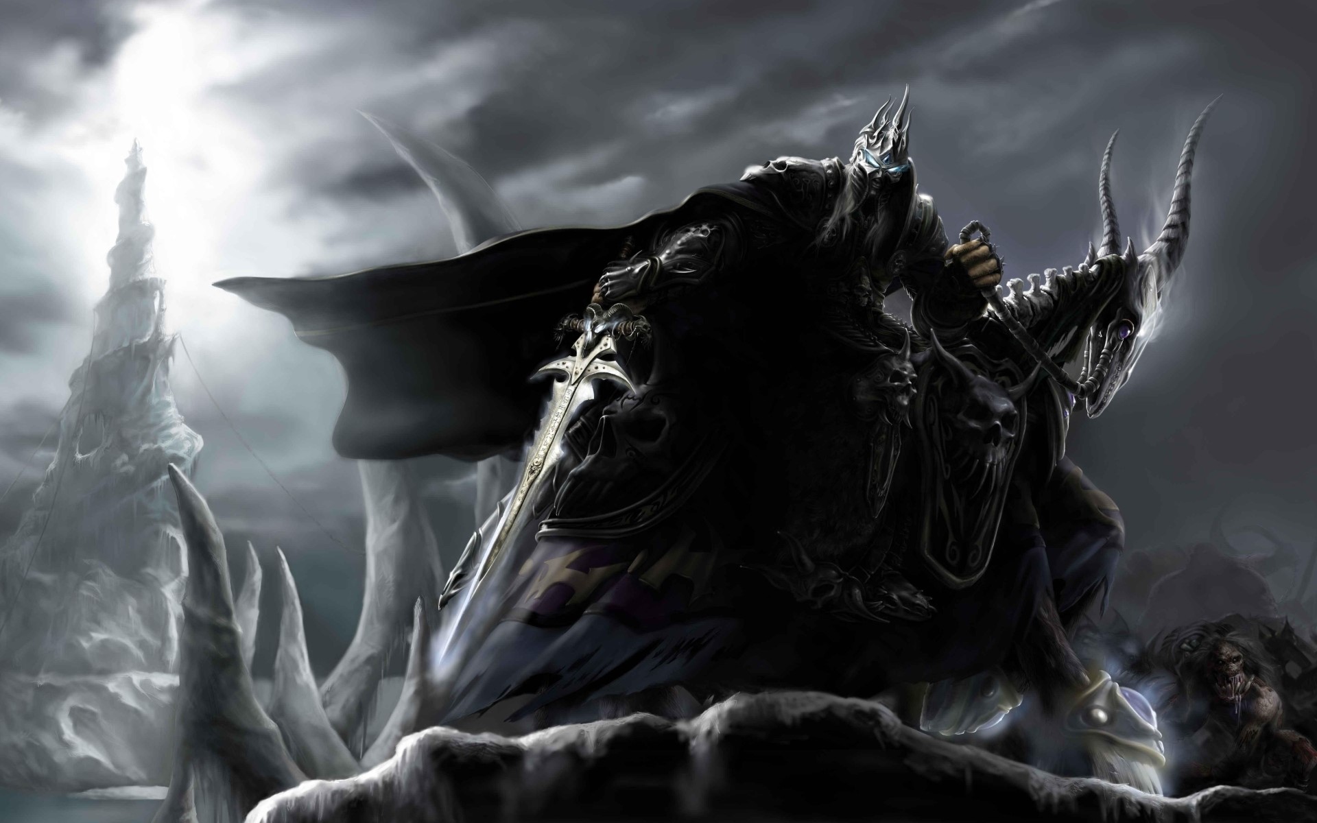 The Lich King from World of Warcraft on Frostmourne HD Wallpaper