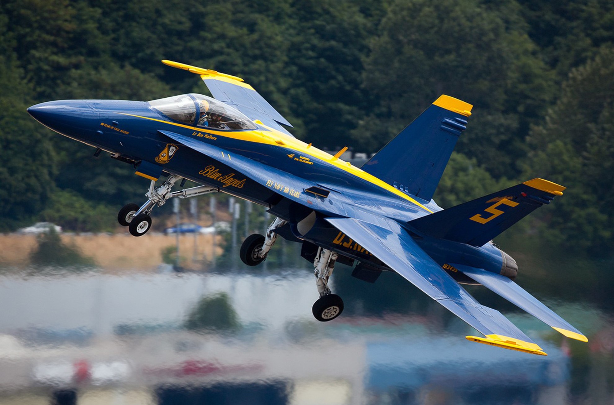 Blue Angels F/A-18 Hornet taking off HD Wallpaper
