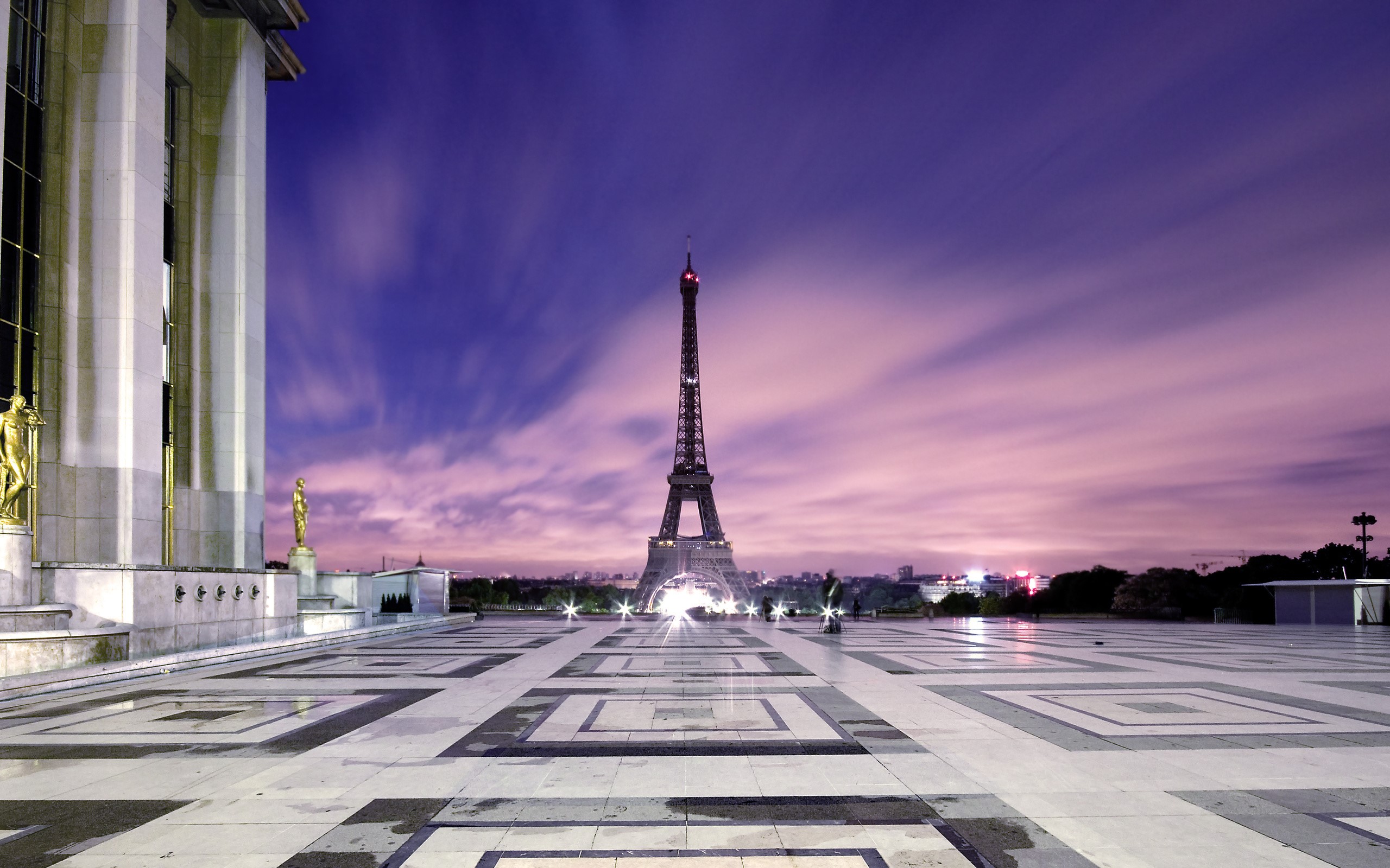 Eiffel Tower at night with long exposure clouds HD Wallpaper