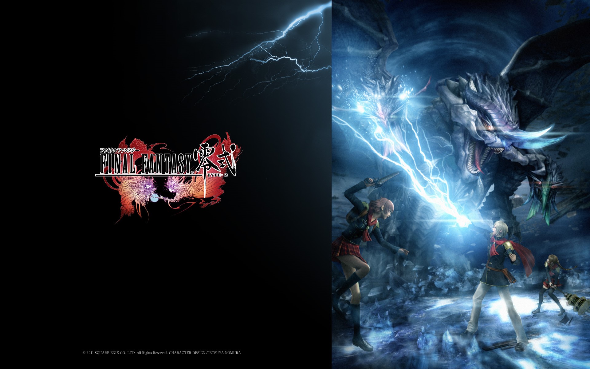 Final Fantasy Type-0: Characters Fighting a Dragon HD Wallpaper
