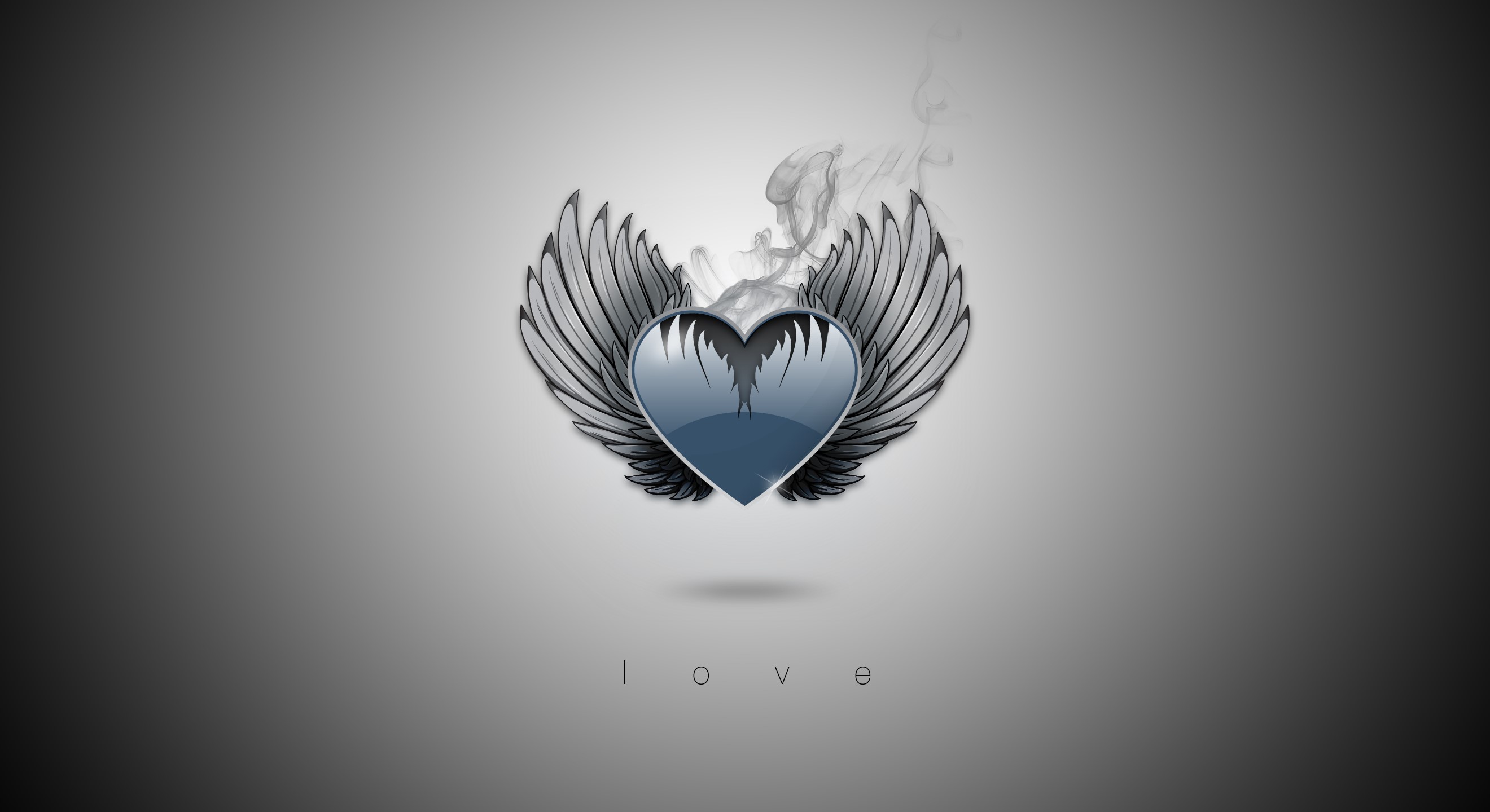 Heart with Wings and Smoke HD Wallpaper