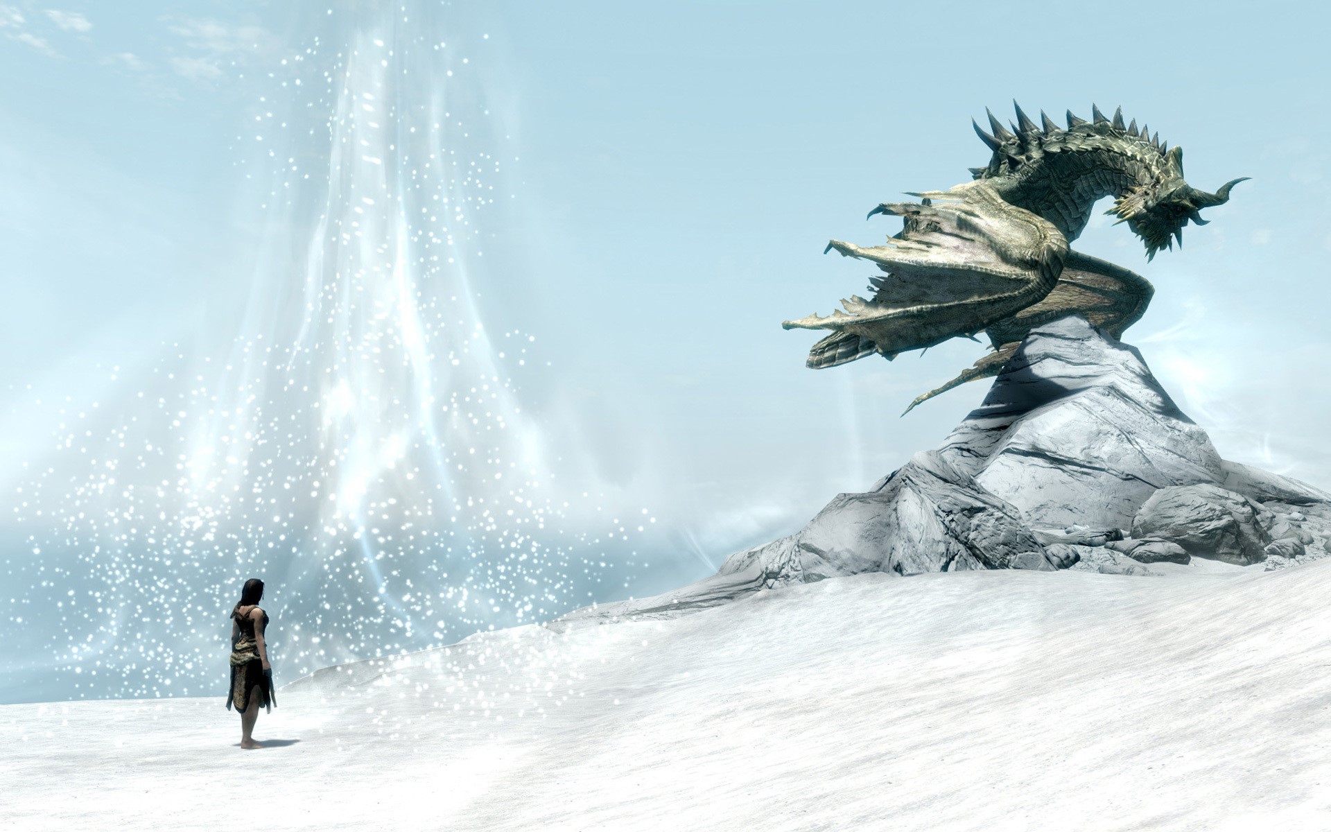 Dragonborn and dragon in The Elder Scrolls V: Skyrim HD Wallpaper