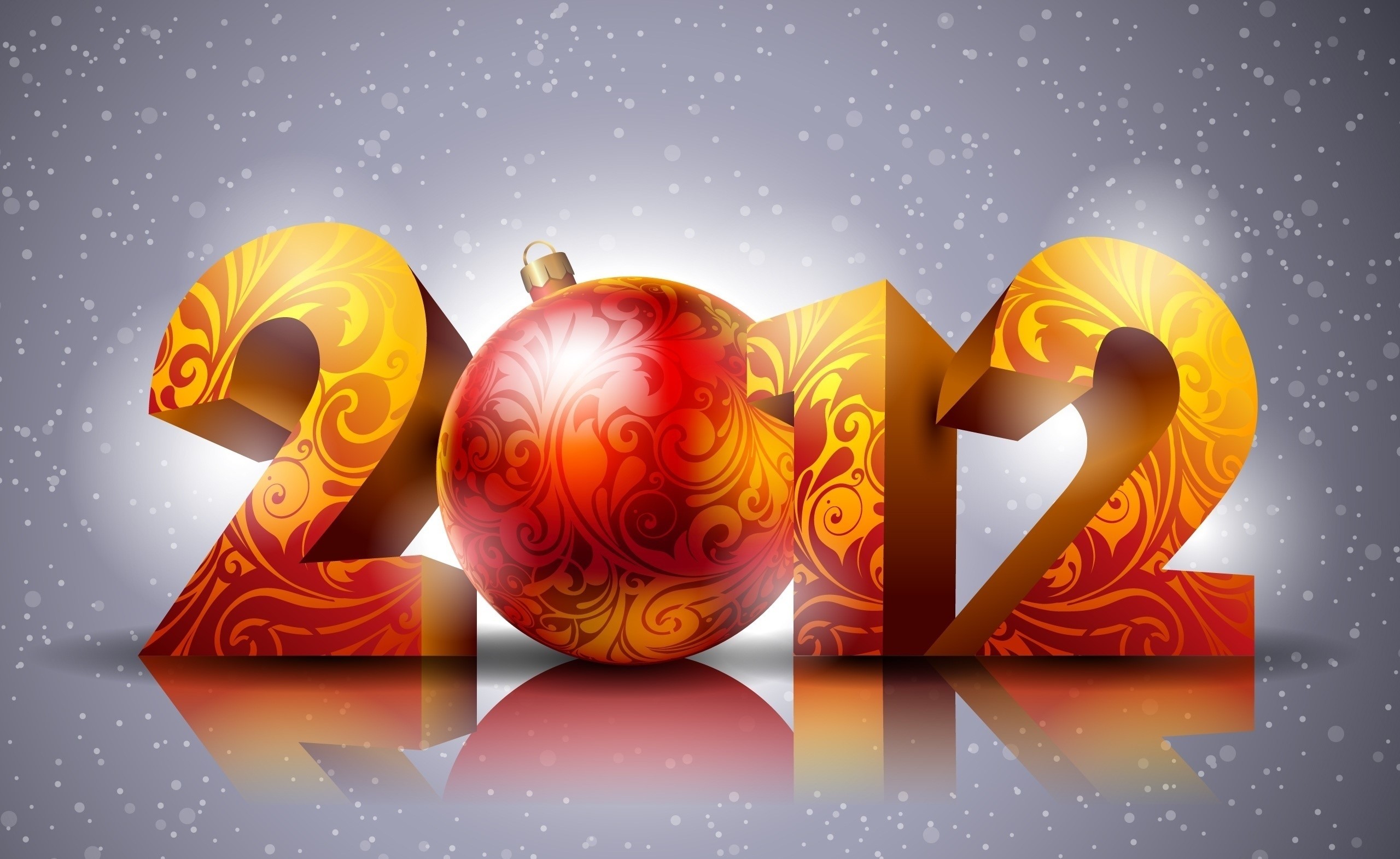 Happy New Year 2012 with Christmas Ornament HD Wallpaper